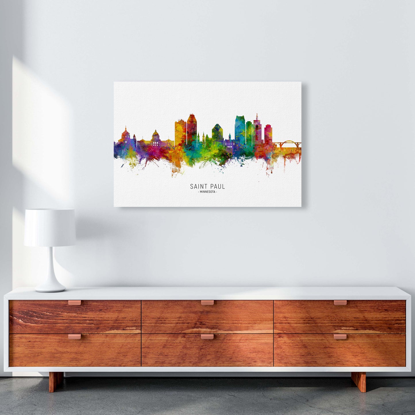 Saint Paul Minnesota Skyline Art Print by Michael Tompsett A1 Canvas