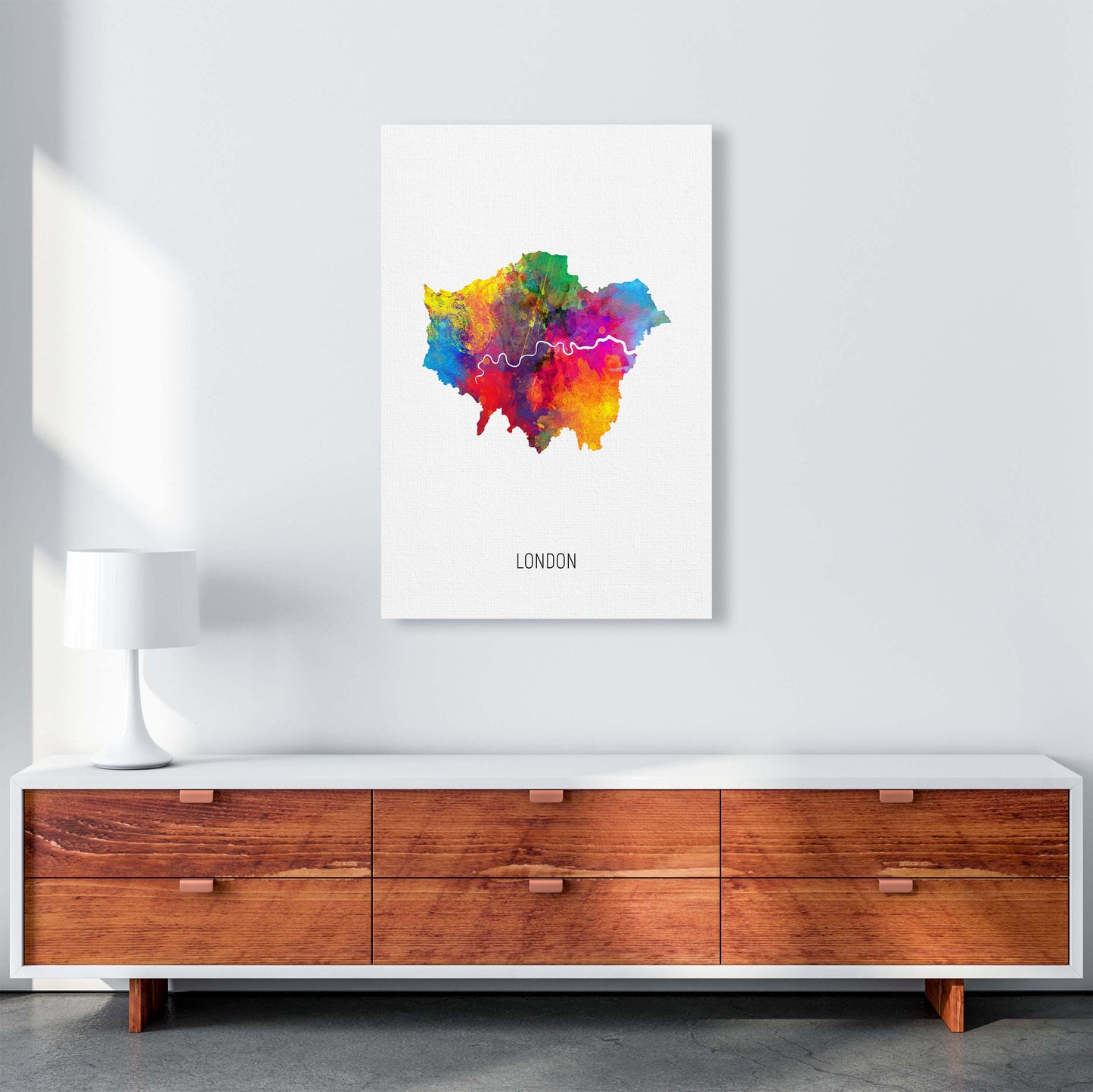 London Watercolour Map Art Print by Michael Tompsett A1 Canvas