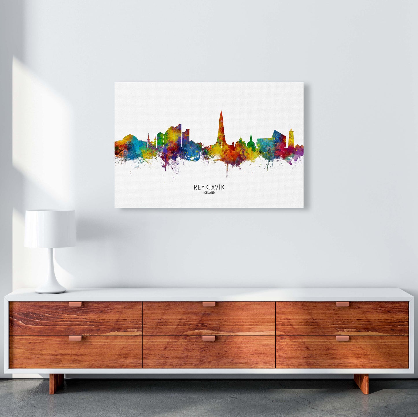 Reykjavik Iceland Skyline Art Print by Michael Tompsett A1 Canvas