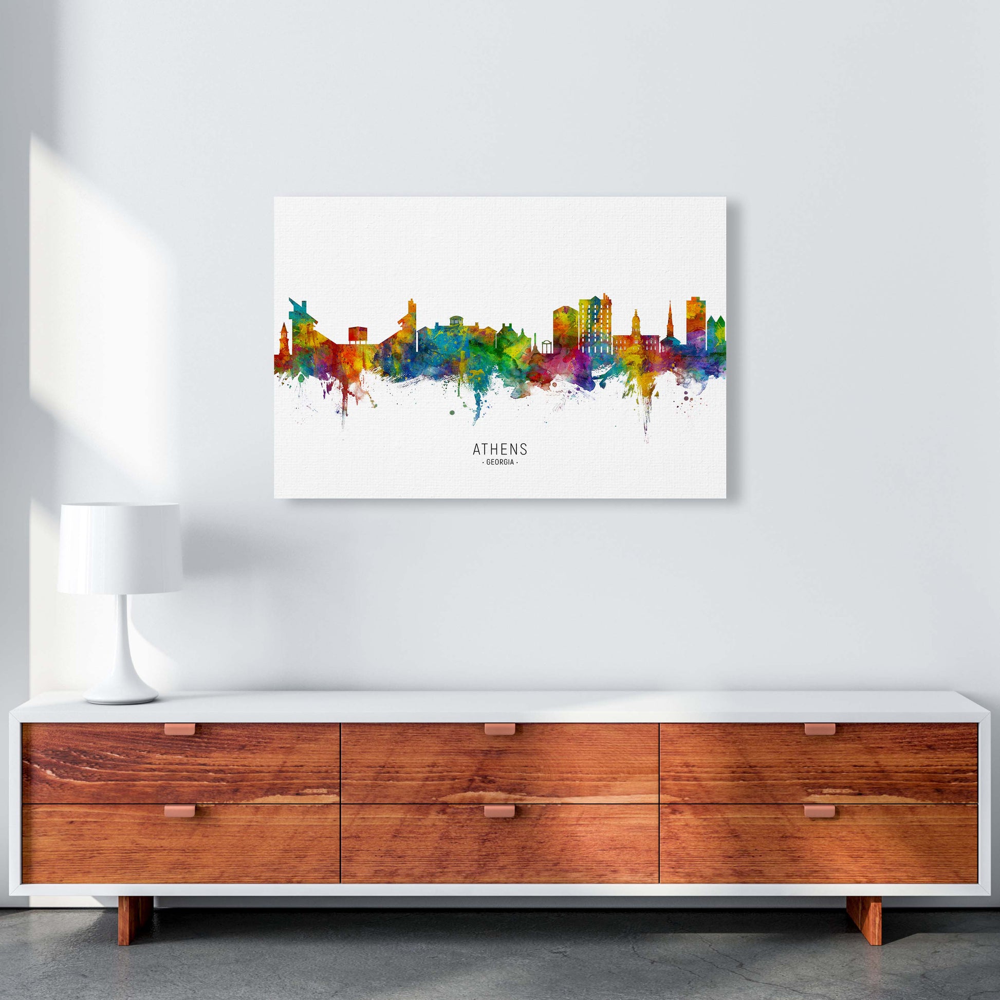 Athens Georgia Skyline Art Print by Michael Tompsett A1 Canvas