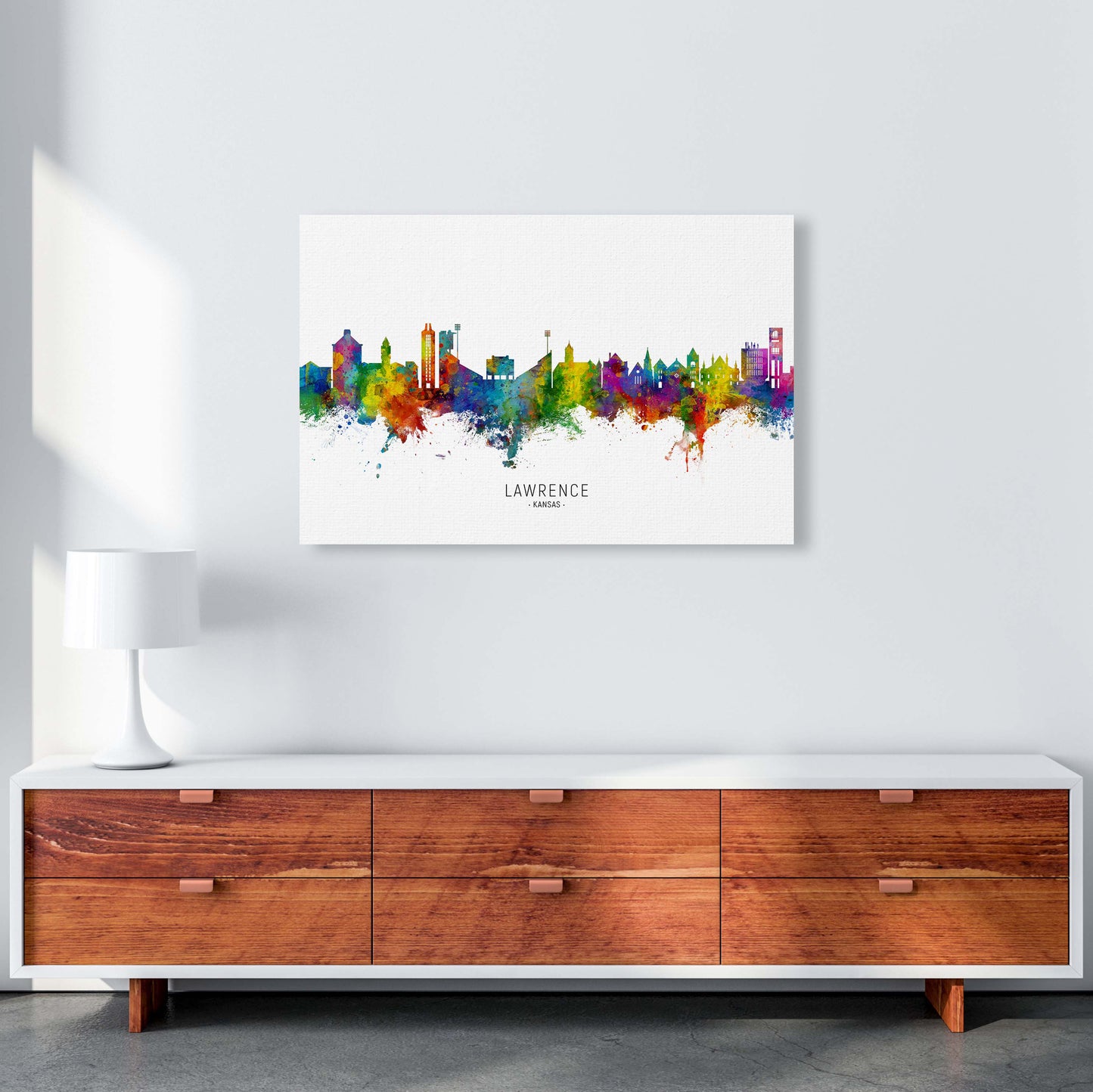 Lawrence Kansas Skyline Art Print by Michael Tompsett A1 Canvas