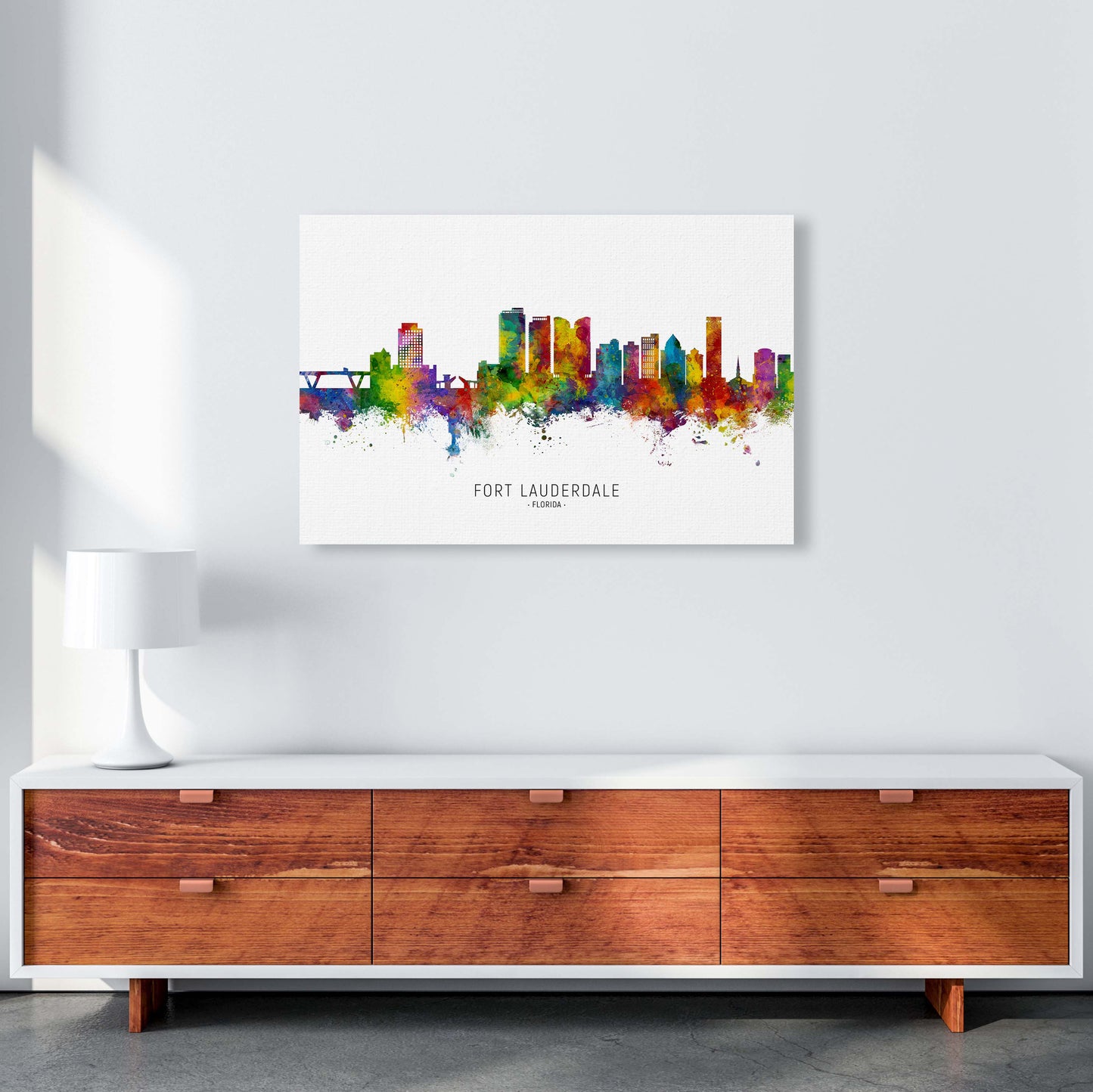 Fort Lauderdale Florida Skyline Art Print by Michael Tompsett A1 Canvas