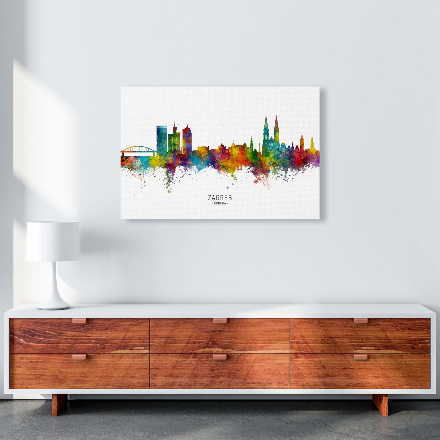 Zagreb Croatia Skyline Art Print by Michael Tompsett A1 Canvas