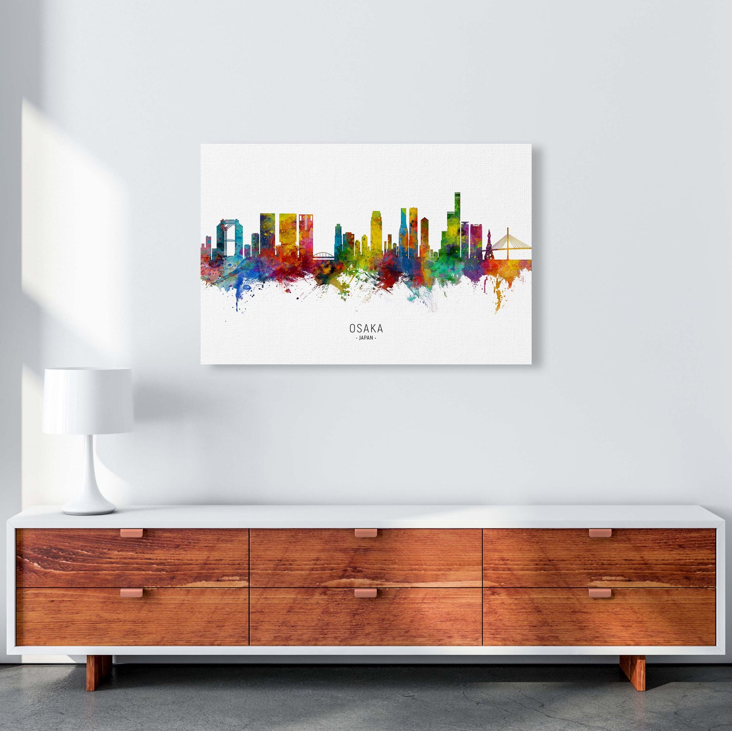 Osaka Japan Skyline Art Print by Michael Tompsett A1 Canvas