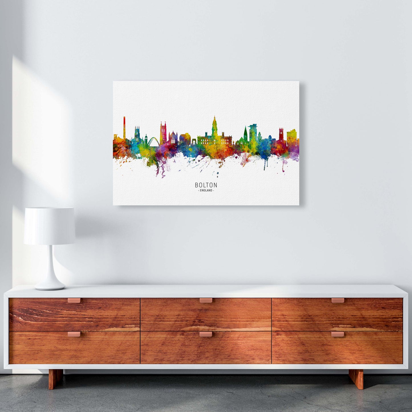 Bolton England Skyline Art Print by Michael Tompsett A1 Canvas
