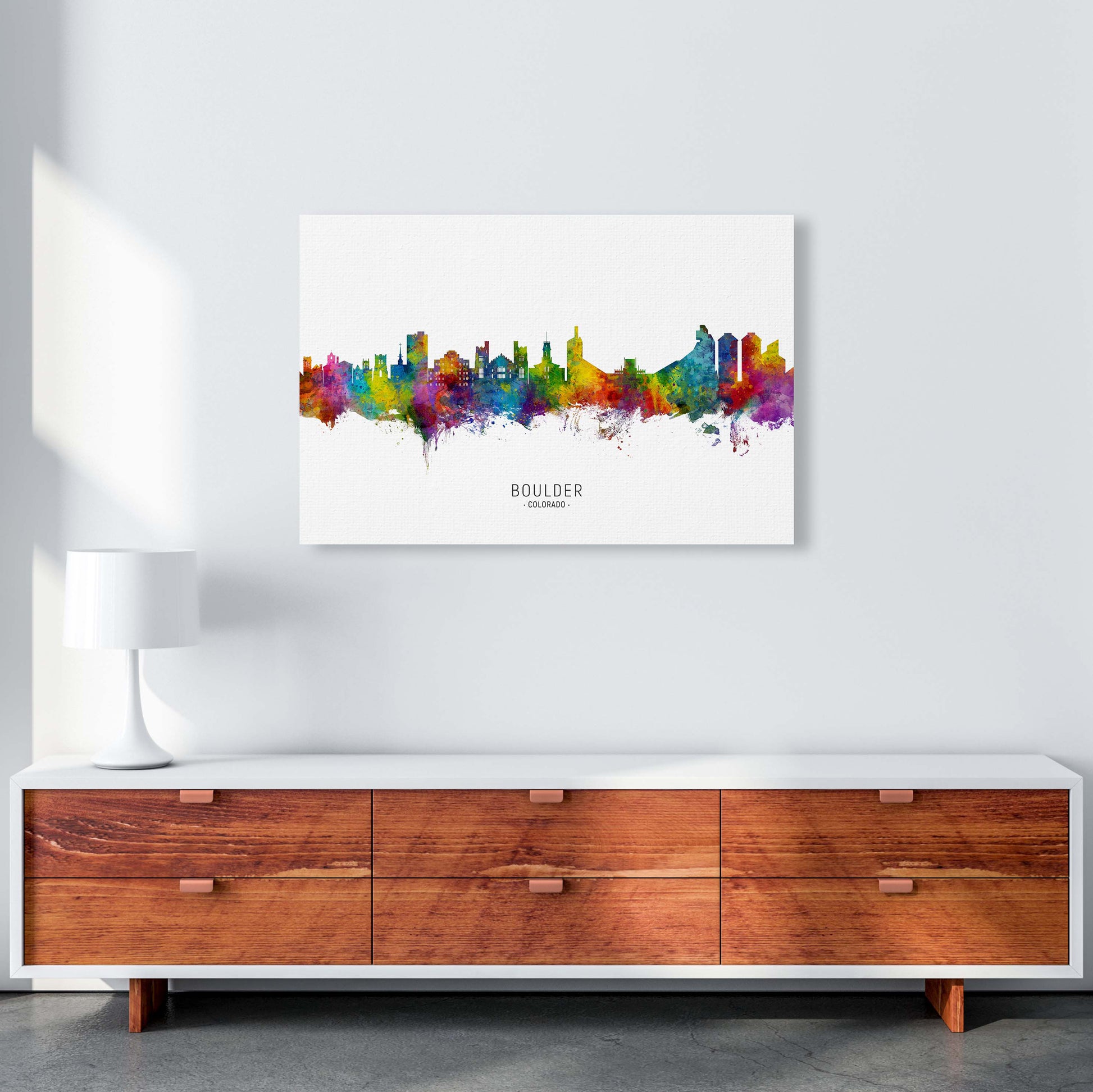 Boulder Colorado Skyline Art Print by Michael Tompsett A1 Canvas