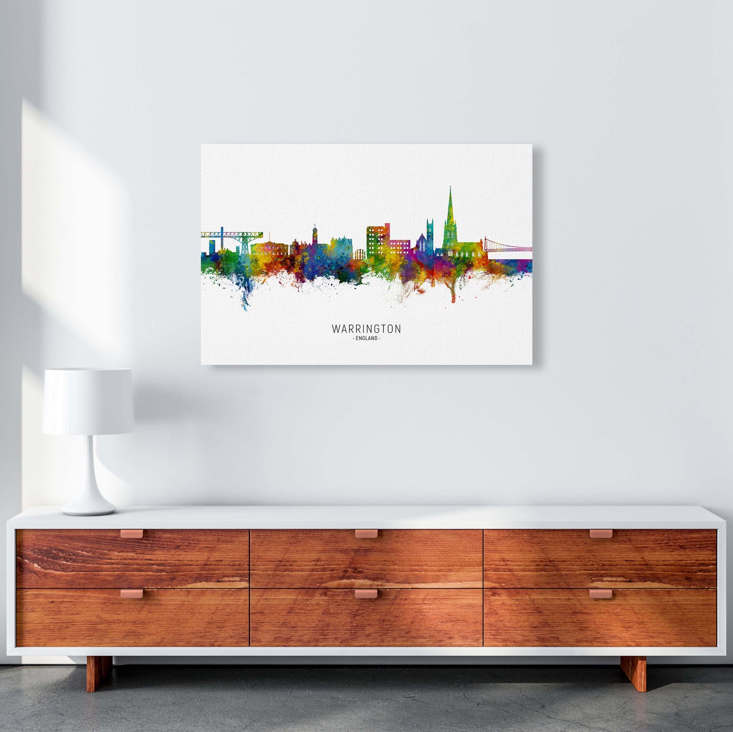 Warrington England Skyline Art Print by Michael Tompsett A1 Canvas
