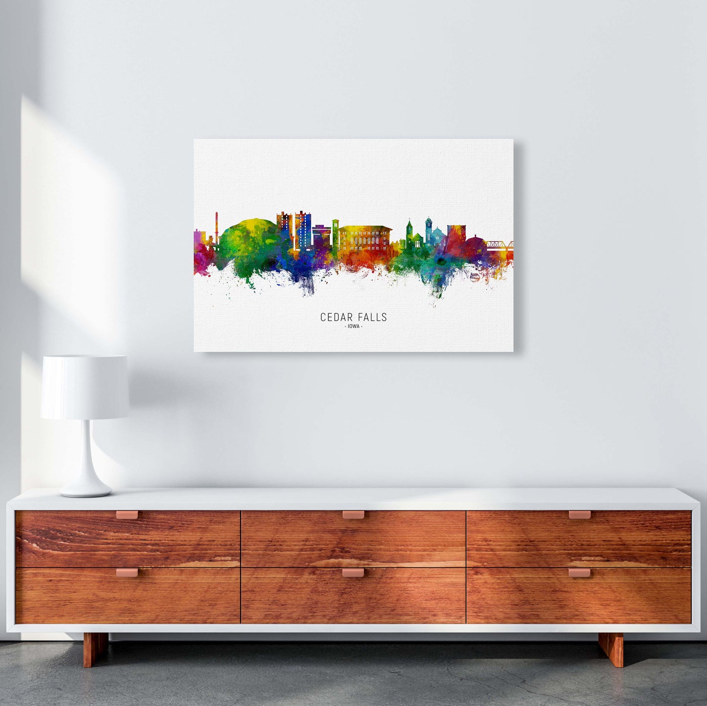 Cedar Falls Iowa Skyline Art Print by Michael Tompsett A1 Canvas