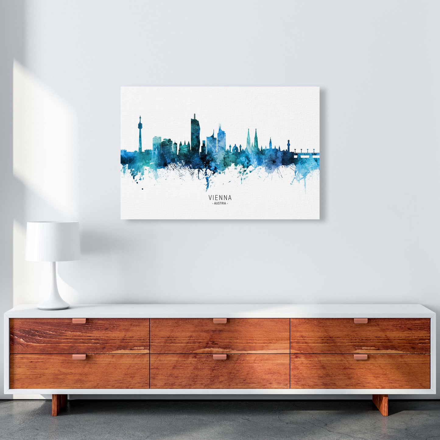 Vienna Austria Skyline Blue City Name by Michael Tompsett A1 Canvas