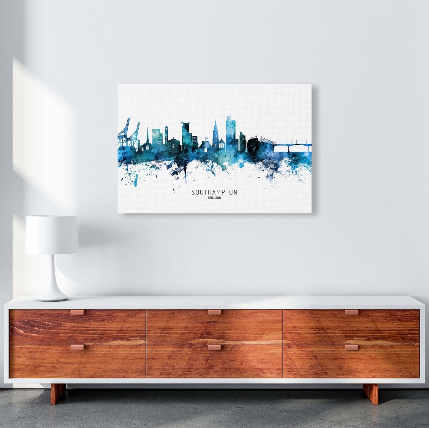 Southampton England Skyline Blue City Name by Michael Tompsett A1 Canvas