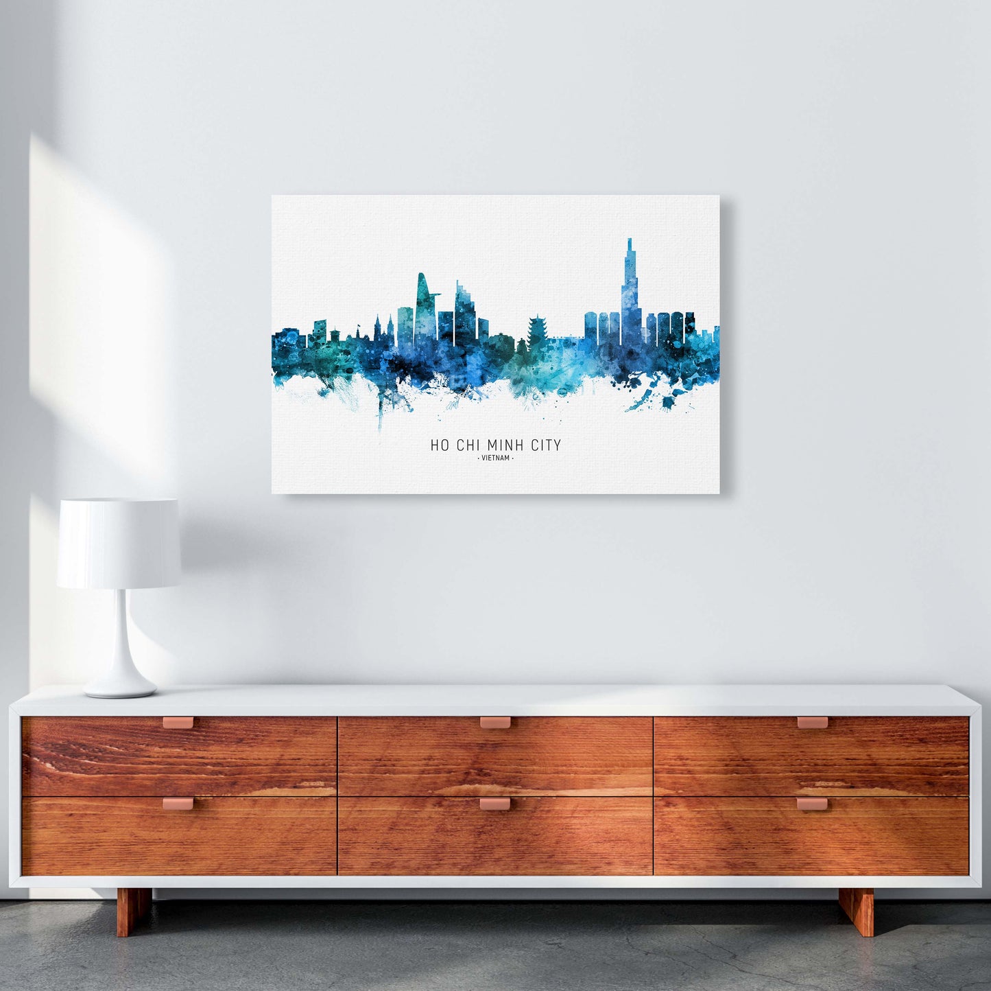 Ho Chi Minh City Vietnam Skyline Blue City Name by Michael Tompsett A1 Canvas