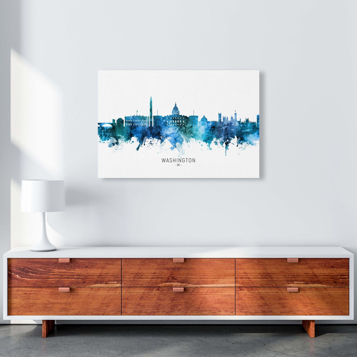Washington Dc Skyline Blue City Name by Michael Tompsett A1 Canvas
