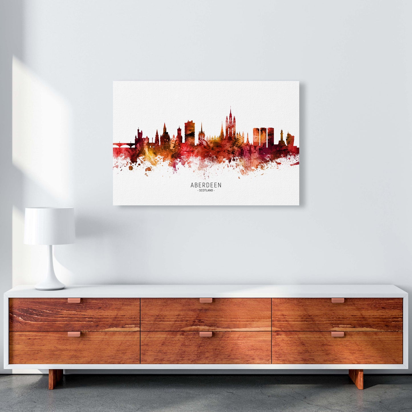 Aberdeen Scotland Skyline Red City Name by Michael Tompsett A1 Canvas
