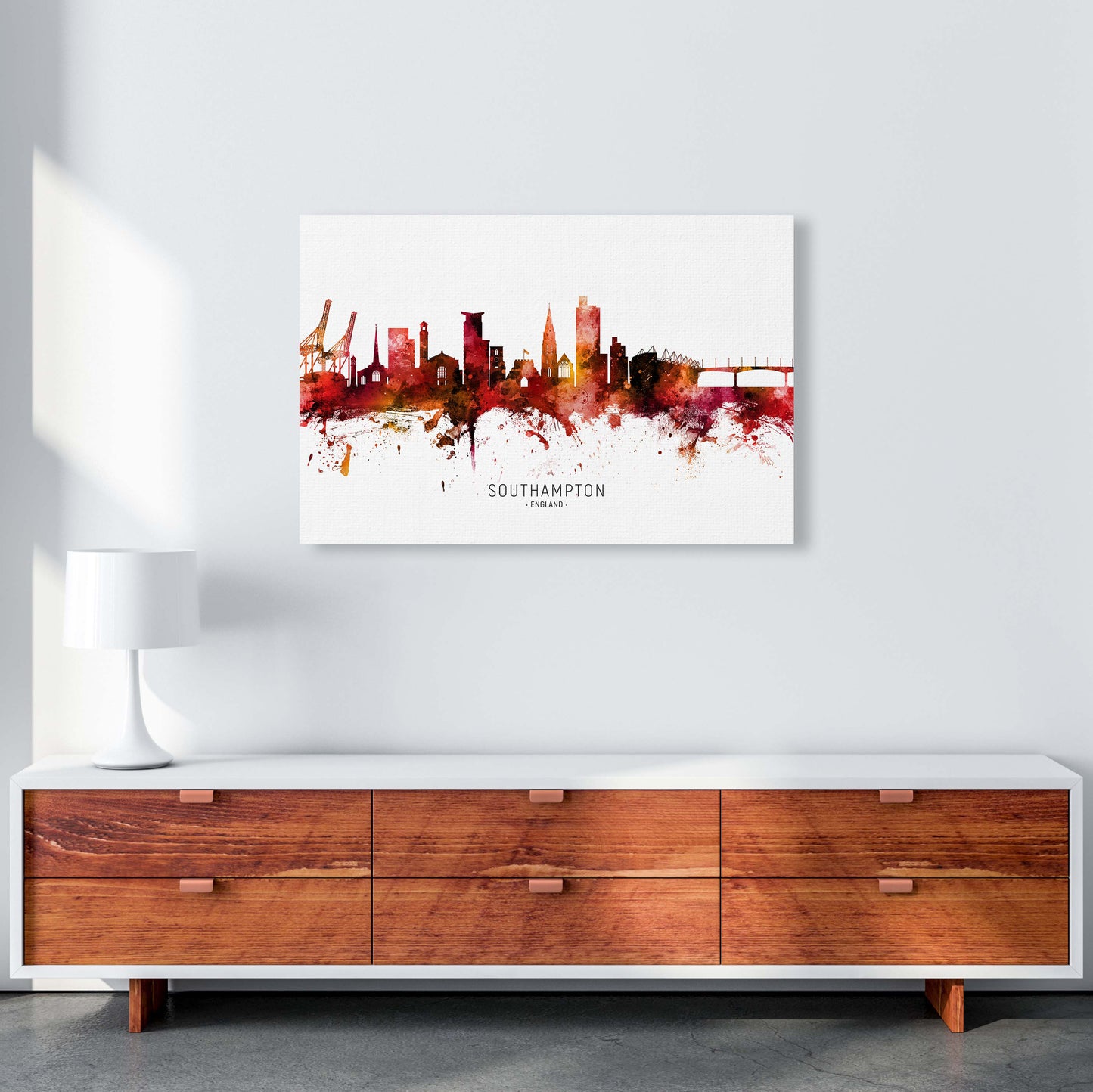 Southampton England Skyline Red City Name by Michael Tompsett A1 Canvas