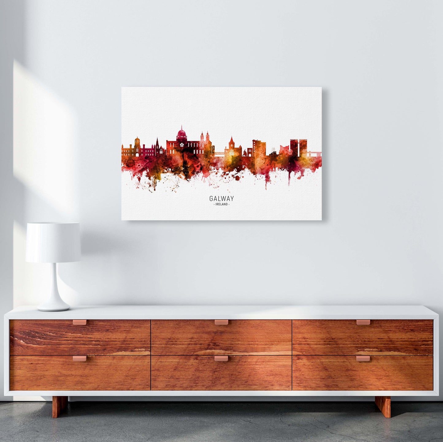 Galway Ireland Skyline Red City Name by Michael Tompsett A1 Canvas