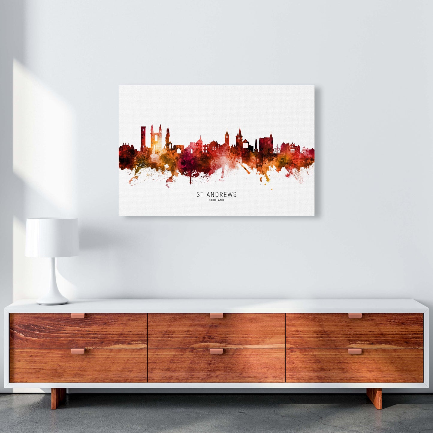 St Andrews Scotland Skyline Red City Name by Michael Tompsett A1 Canvas