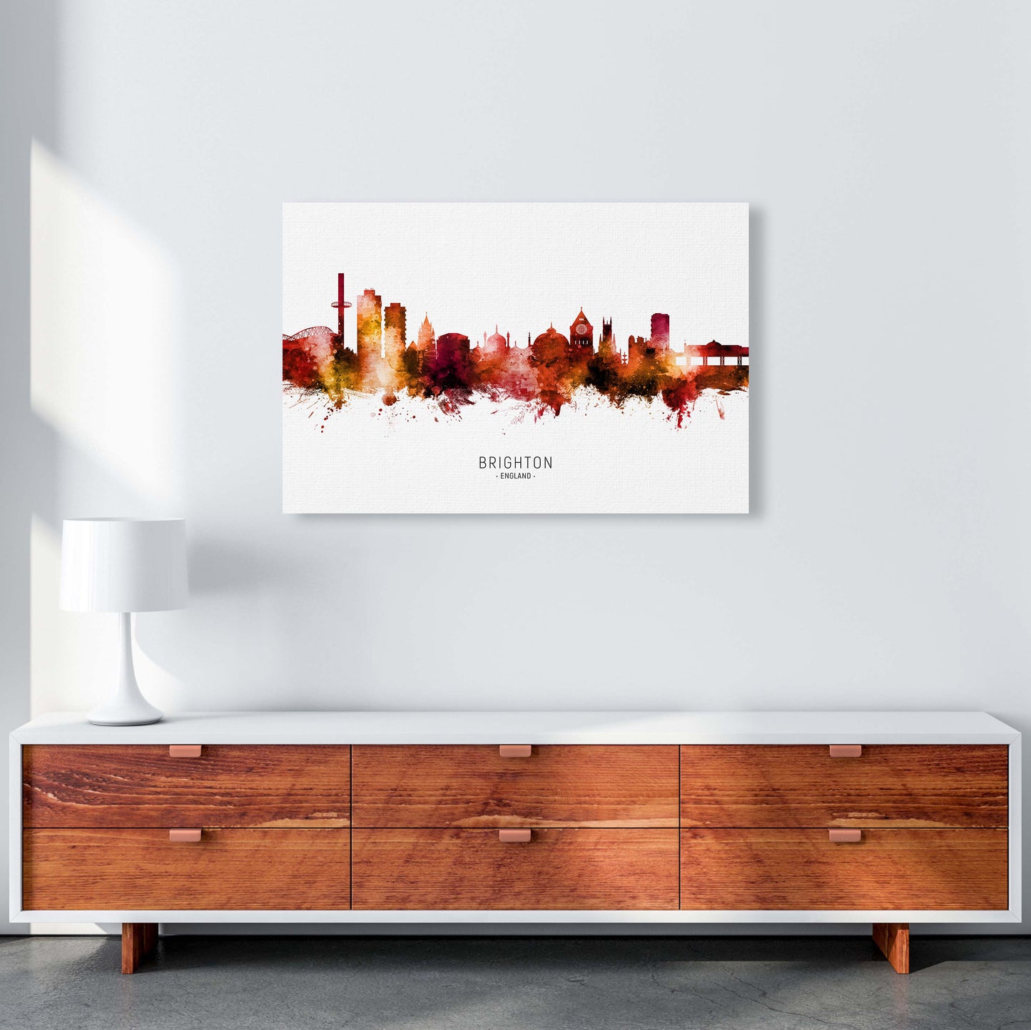 Brighton England Skyline Red City Name by Michael Tompsett A1 Canvas