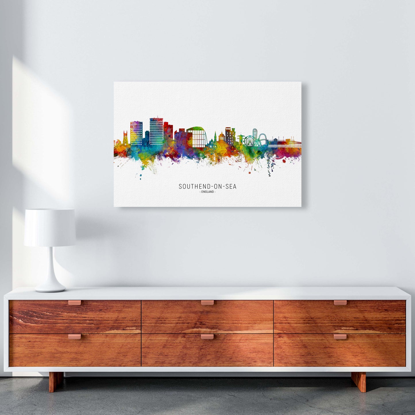 Southend-On-Sea England Skyline Art Print by Michael Tompsett A1 Canvas