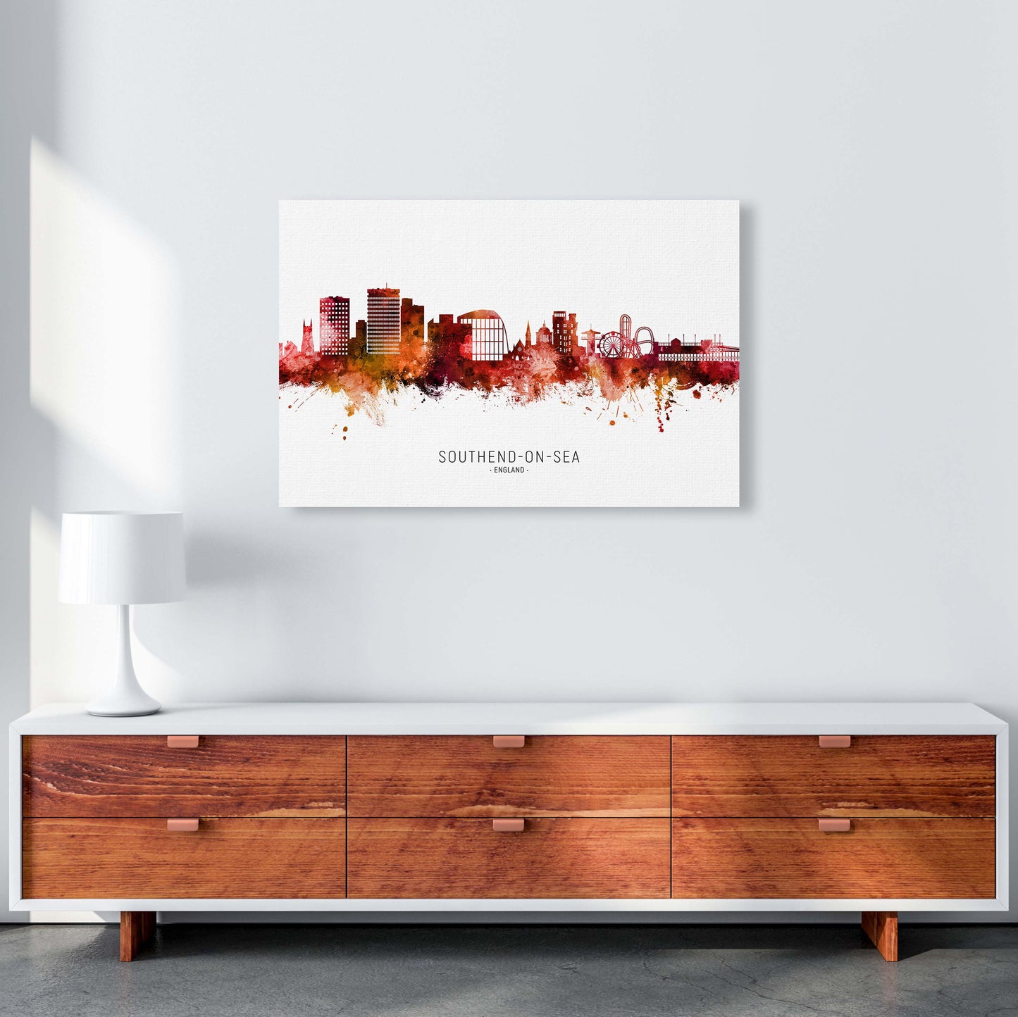 Southend-On-Sea England Skyline Red City Name by Michael Tompsett A1 Canvas