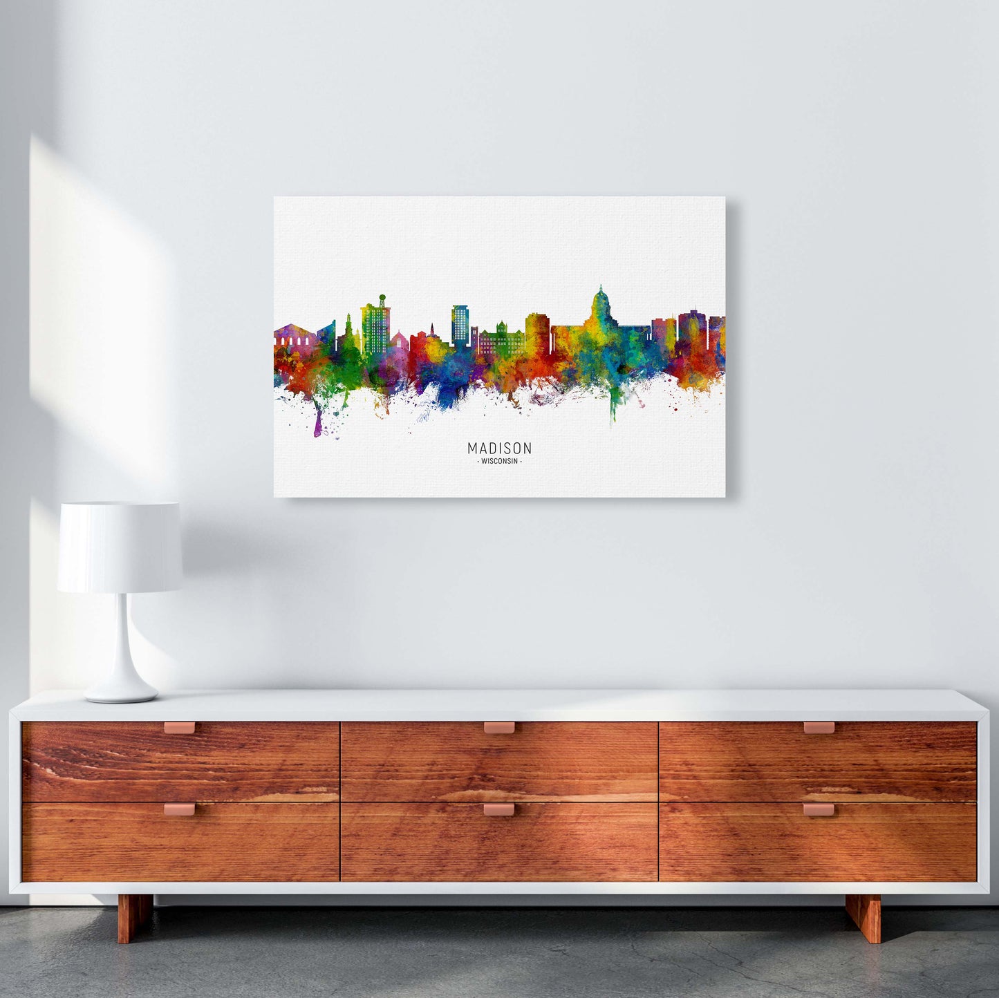 Madison Wisconsin Skyline Art Print by Michael Tompsett A1 Canvas