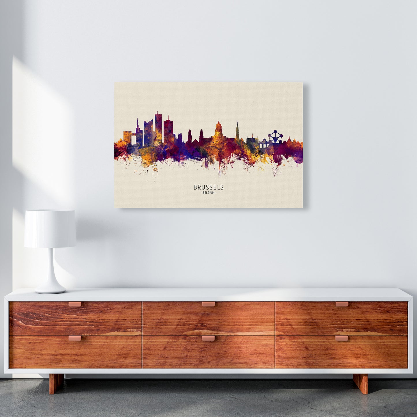 Brussels Belgium Skyline Autumn City Name Art Print by Michael Tompsett A1 Canvas
