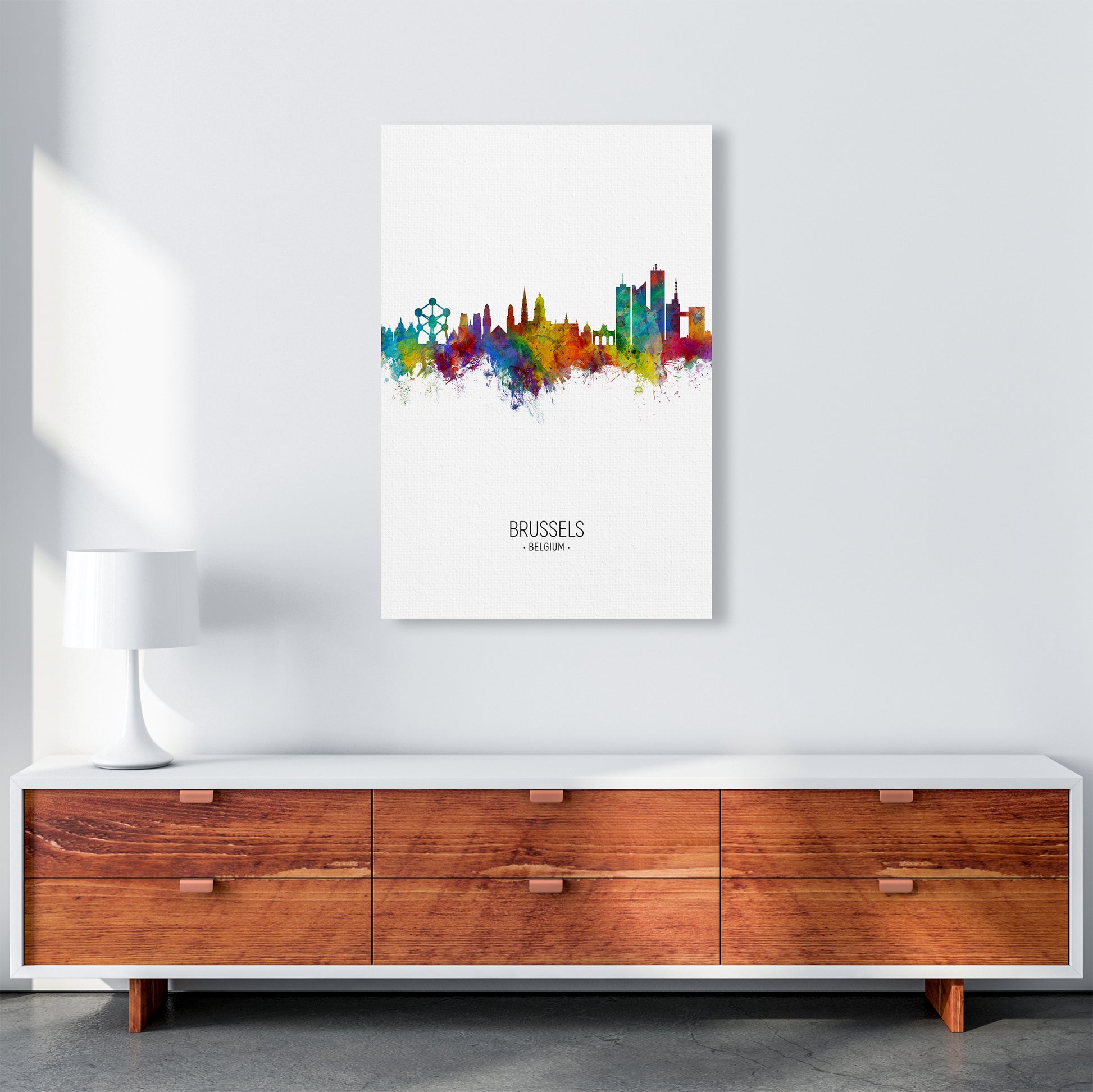 Brussels Belgium Skyline Portrait Art Print by Michael Tompsett A1 Canvas