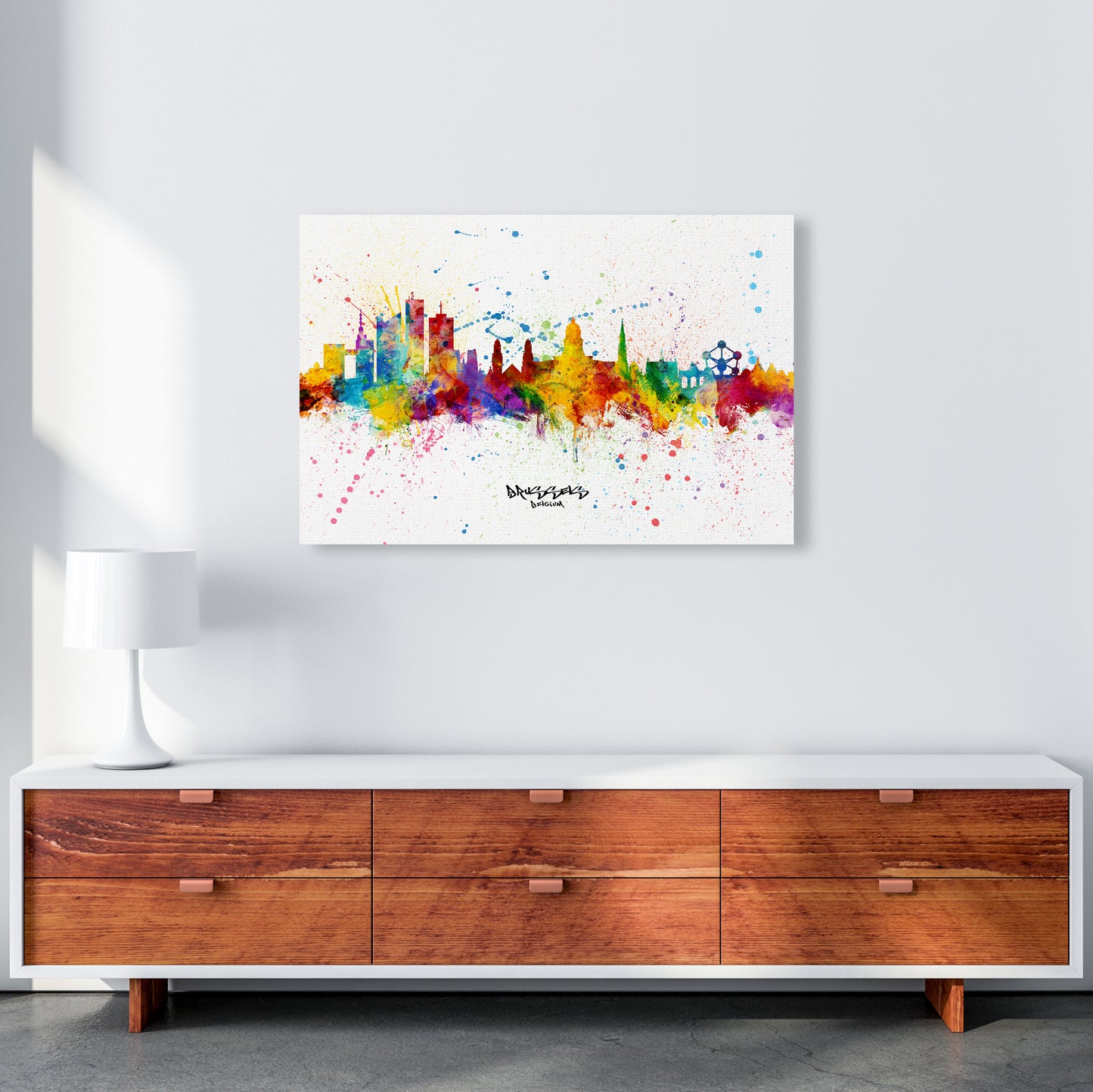 Brussels Belgium Skyline Splash Art Print by Michael Tompsett A1 Canvas