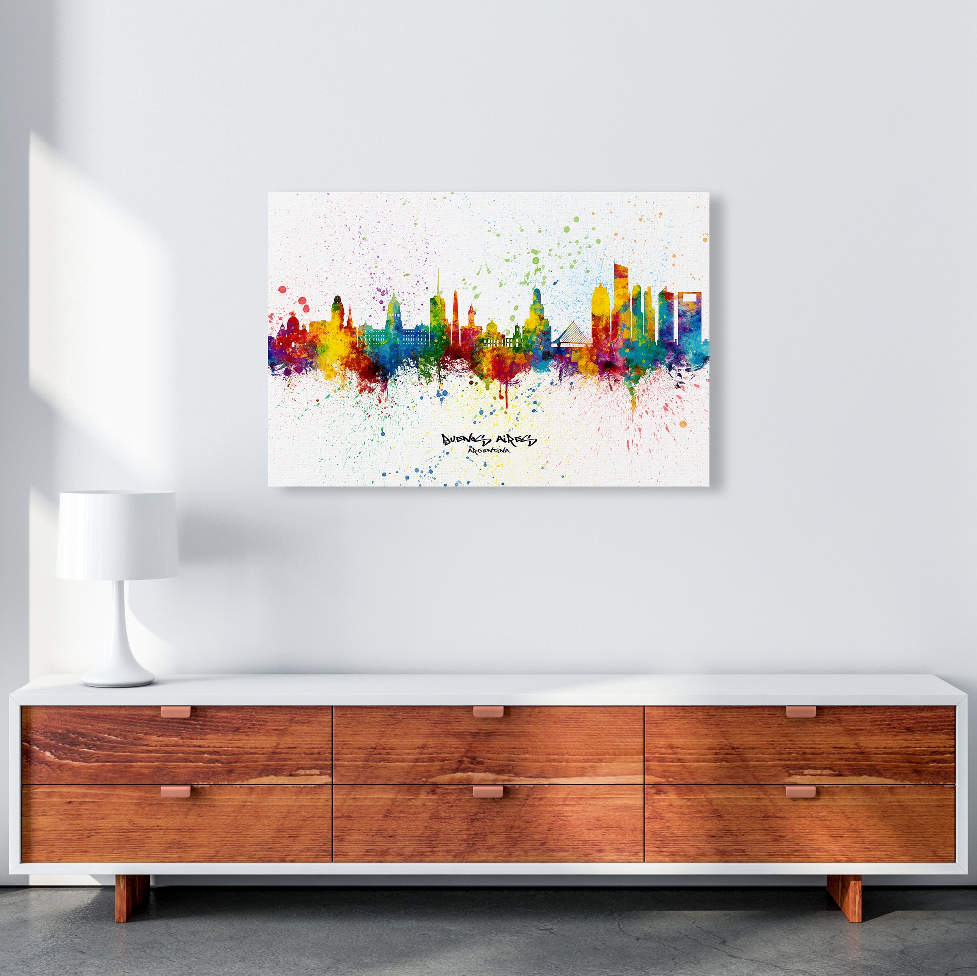 Buenos Aires Argentina Skyline Splash Art Print by Michael Tompsett A1 Canvas