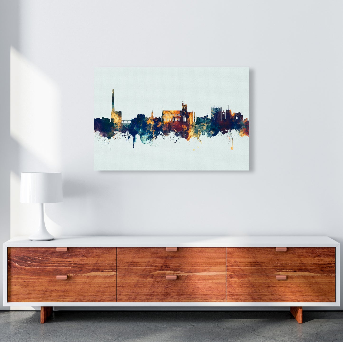 Carlisle England Skyline Blue Orange Art Print by Michael Tompsett A1 Canvas