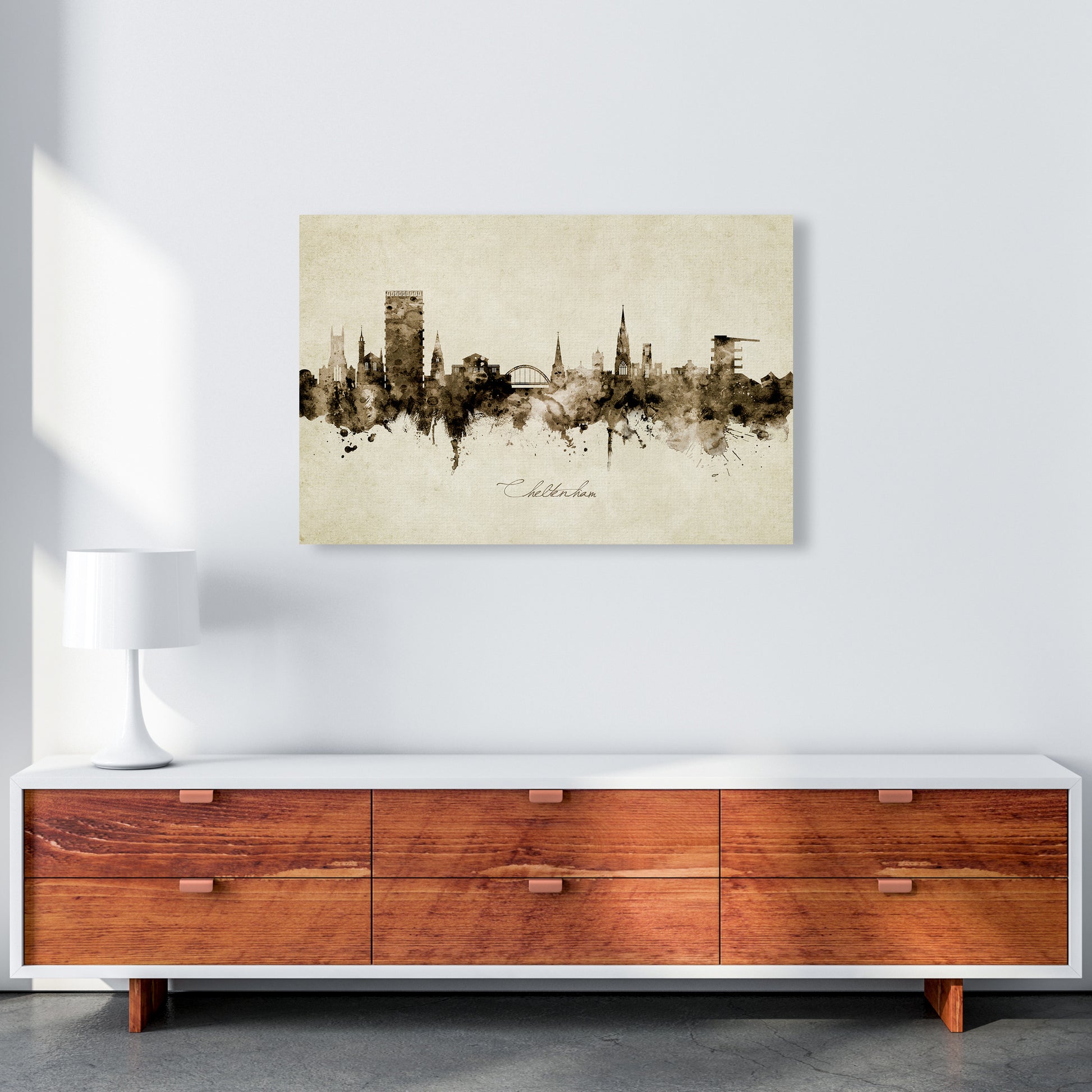 Cheltenham England Skyline Vintage Art Print by Michael Tompsett A1 Canvas