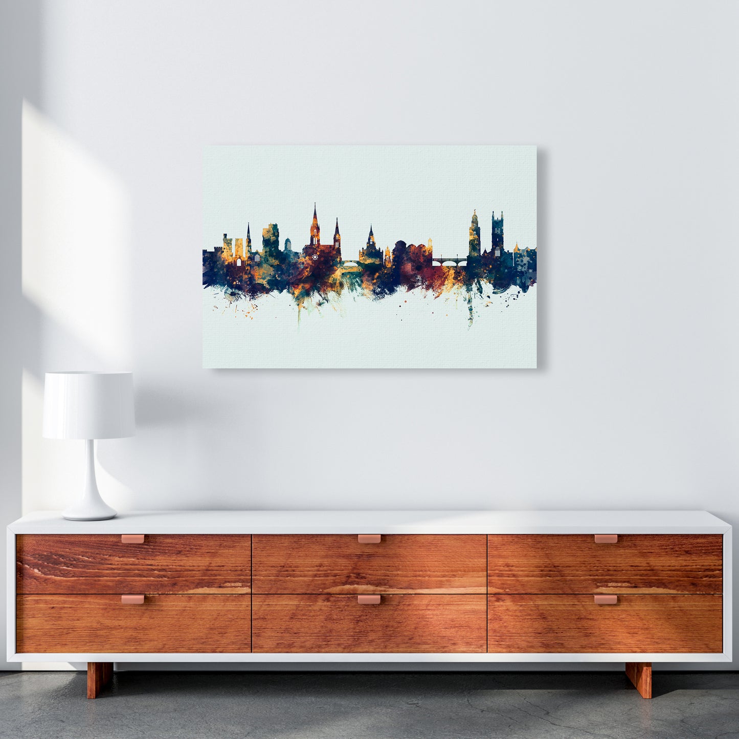 Cork Ireland Skyline Blue Orange Art Print by Michael Tompsett A1 Canvas