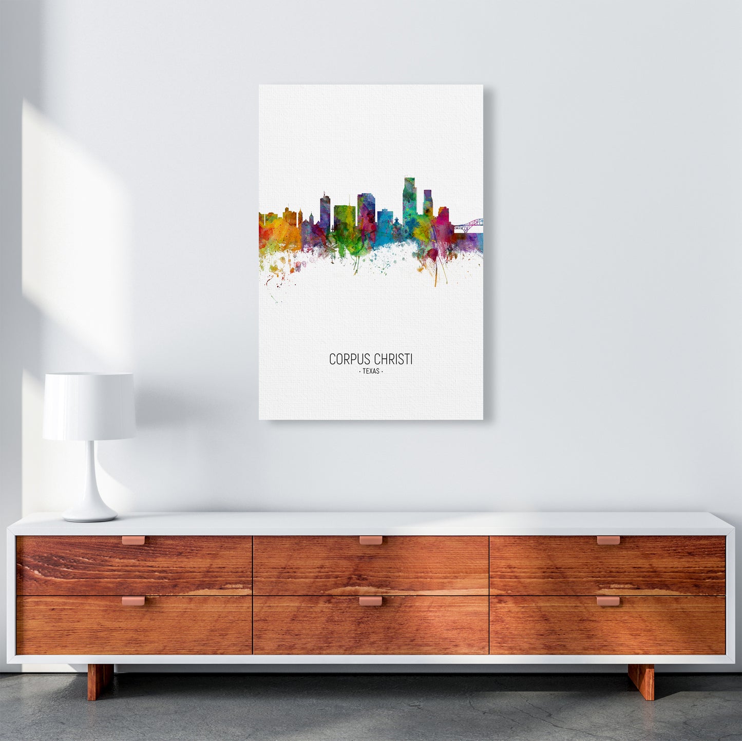 Corpus Christi Texas Skyline Portrait Art Print by Michael Tompsett A1 Canvas