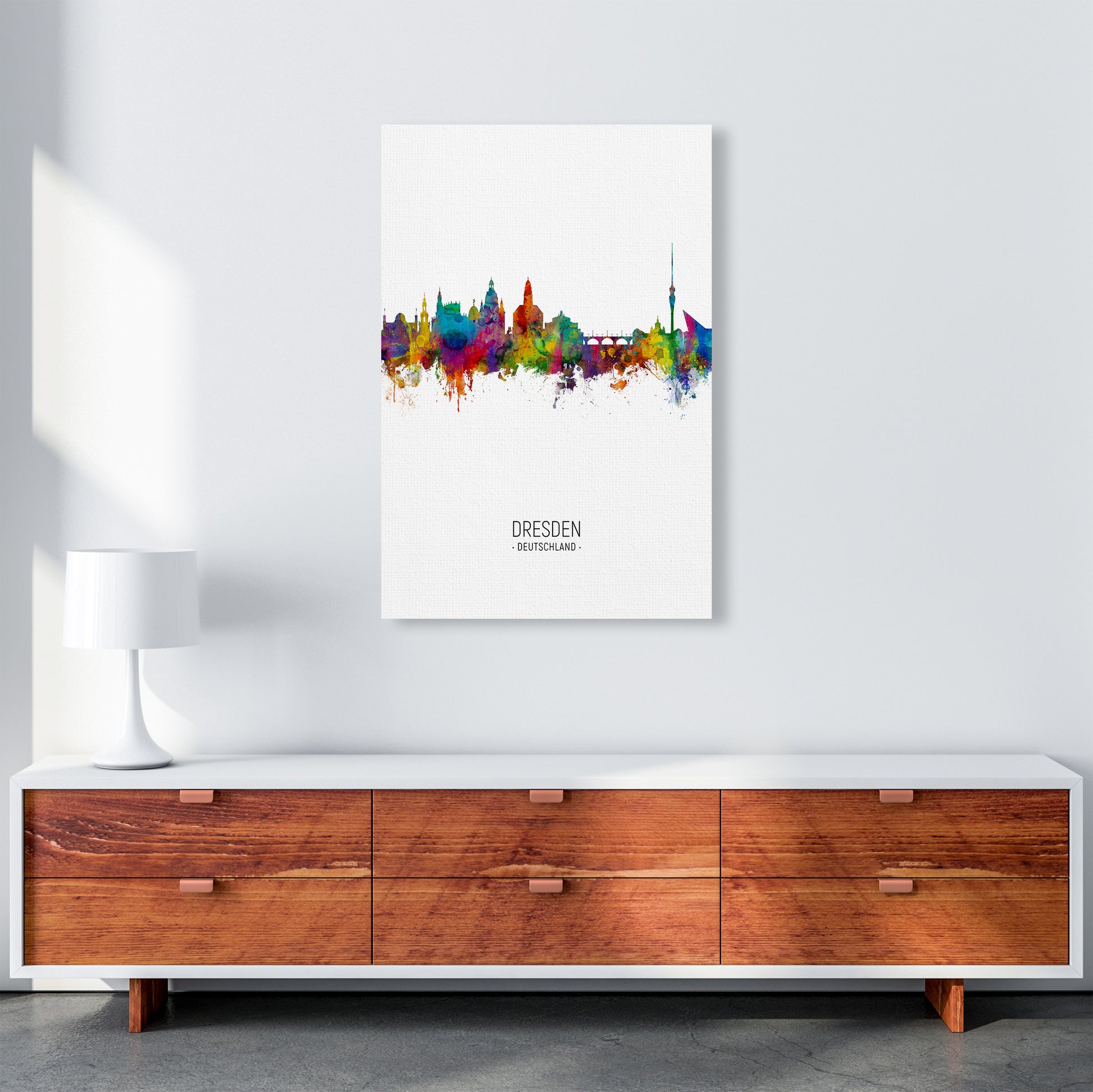 Dresden Germany Skyline Portrait Art Print by Michael Tompsett A1 Canvas