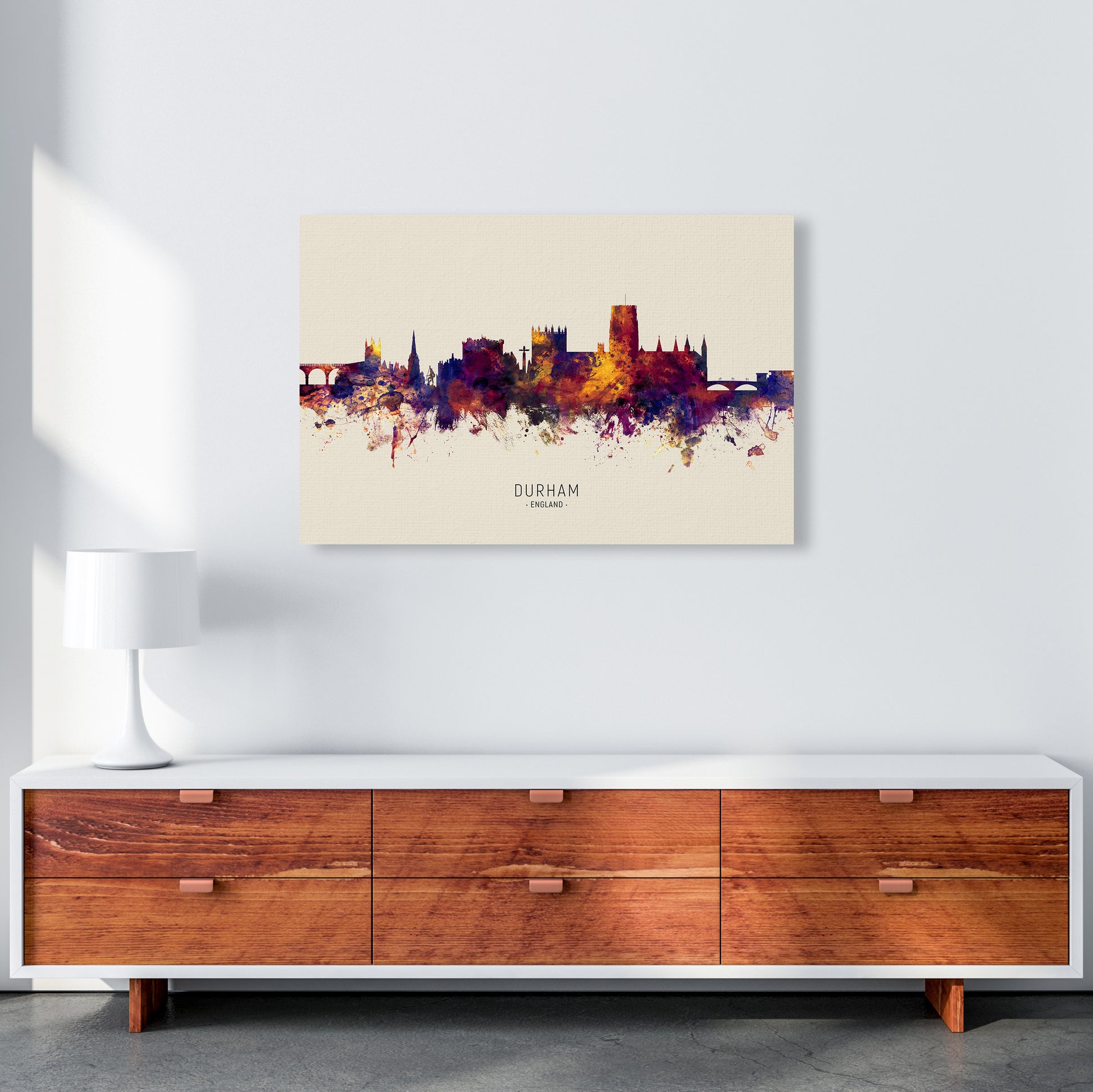 Durham England Skyline Autumn City Name Art Print by Michael Tompsett A1 Canvas