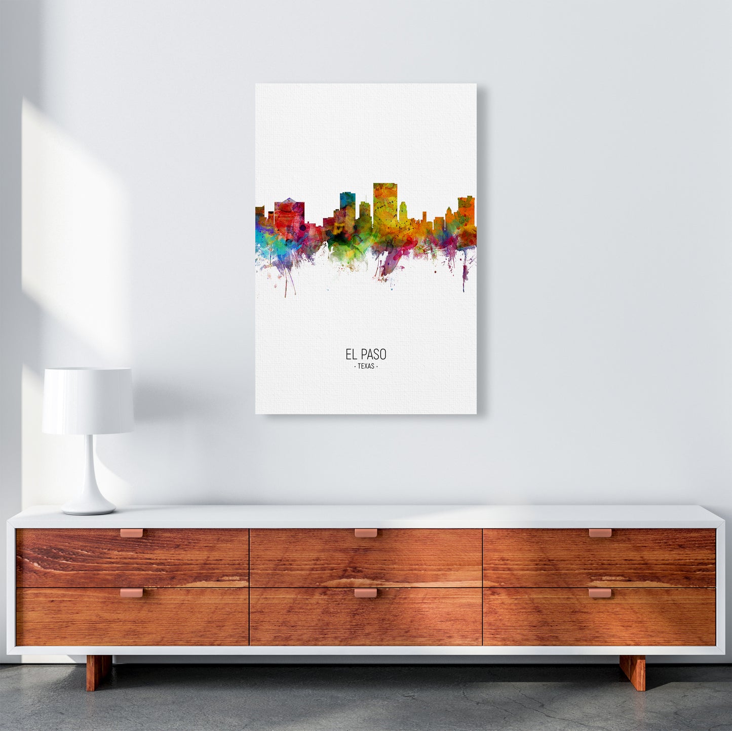 El Paso Texas Skyline Portrait Art Print by Michael Tompsett A1 Canvas