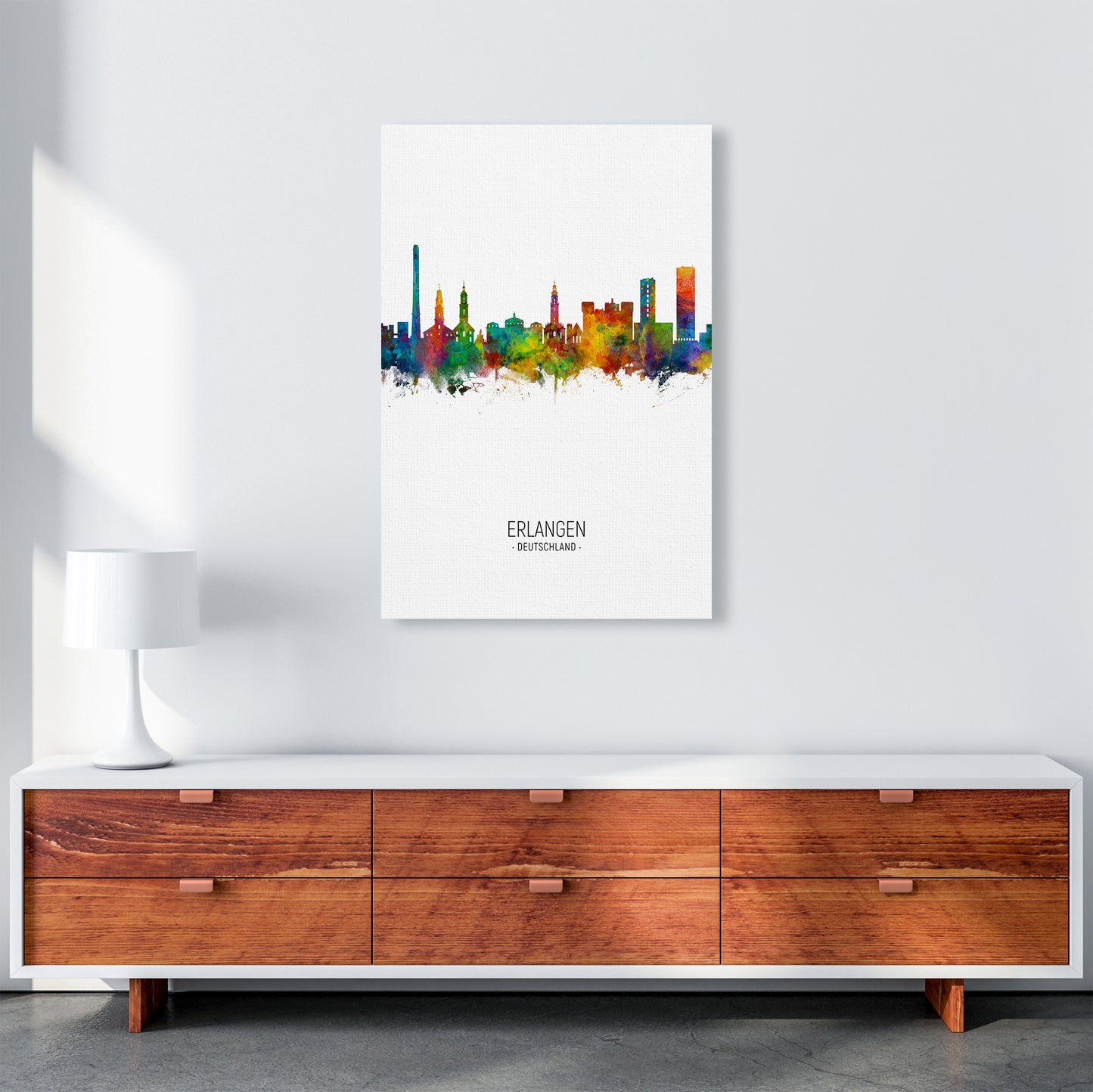 Erlangen Germany Skyline Portrait Art Print by Michael Tompsett A1 Canvas