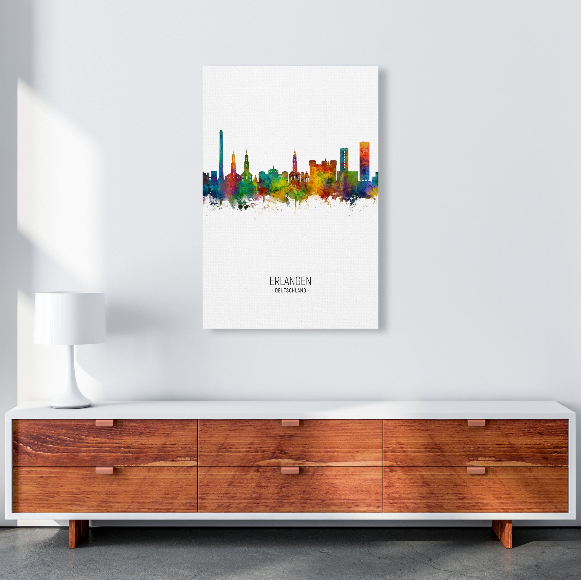 Erlangen Germany Skyline Portrait Art Print by Michael Tompsett A1 Canvas