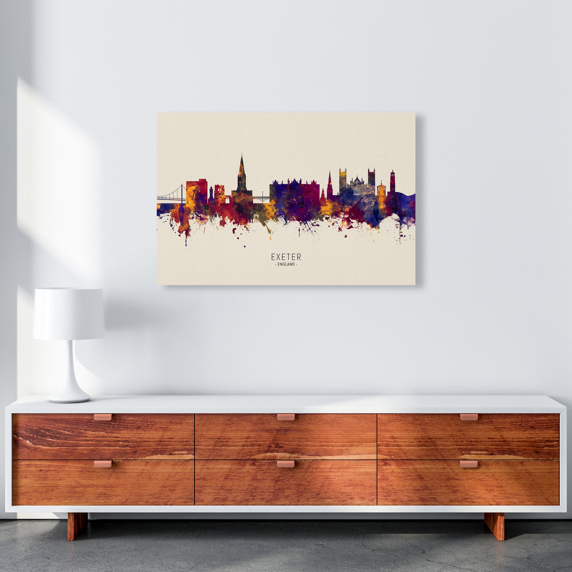 Exeter England Skyline Autumn City Name Art Print by Michael Tompsett A1 Canvas