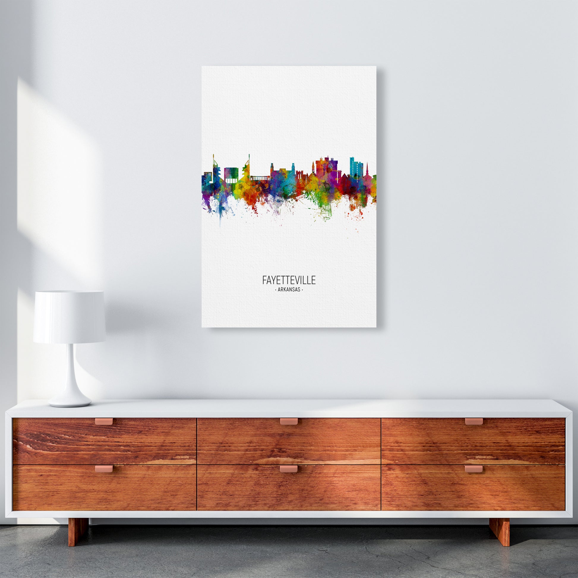 Fayetteville Arkansas Skyline Portrait Art Print by Michael Tompsett A1 Canvas