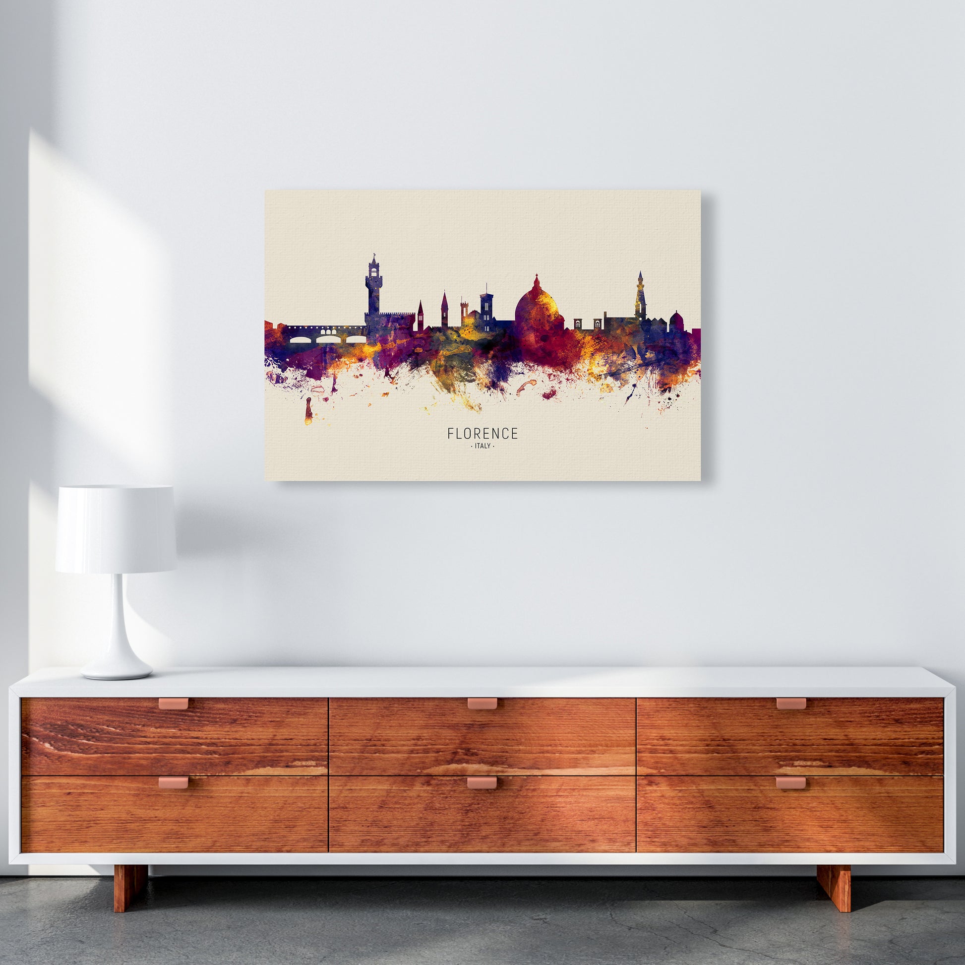 Florence Italy Skyline Autumn City Name Art Print by Michael Tompsett A1 Canvas