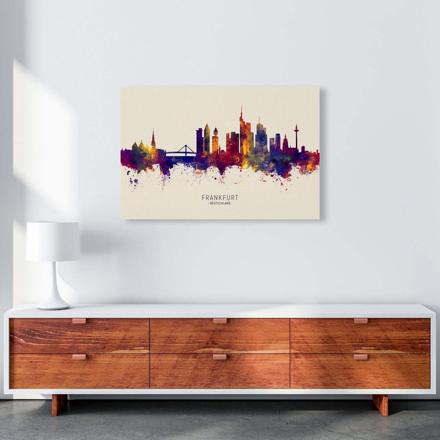 Frankfurt Deutschland Skyline Autumn City Name Art Print by Michael Tompsett A1 Canvas
