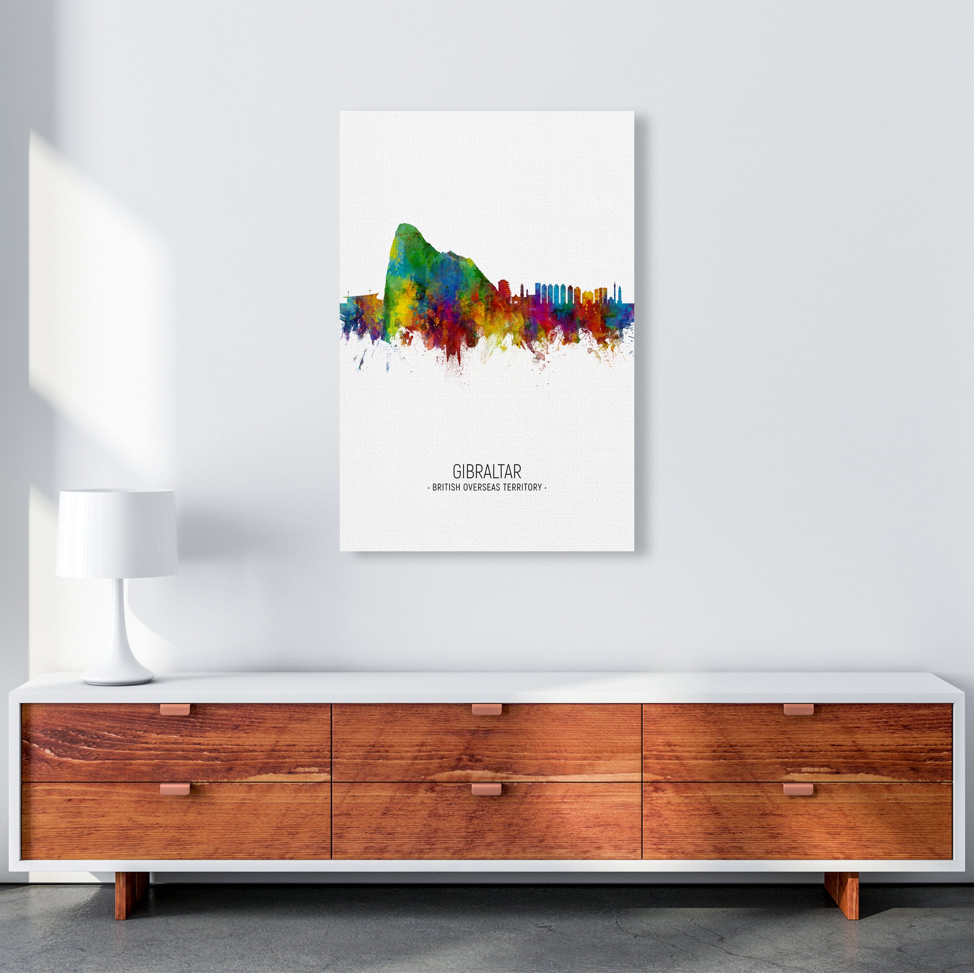 Gibraltar Skyline Portrait Art Print by Michael Tompsett A1 Canvas