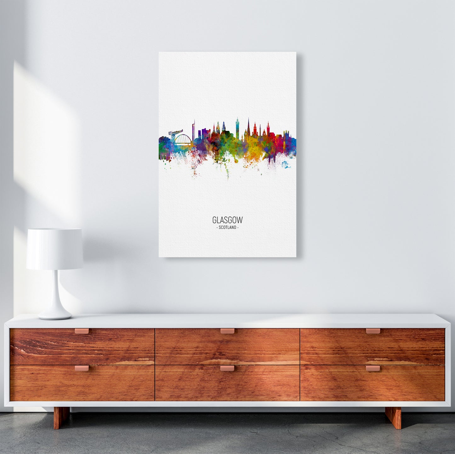 Glasgow Scotland Skyline Portrait Art Print by Michael Tompsett A1 Canvas