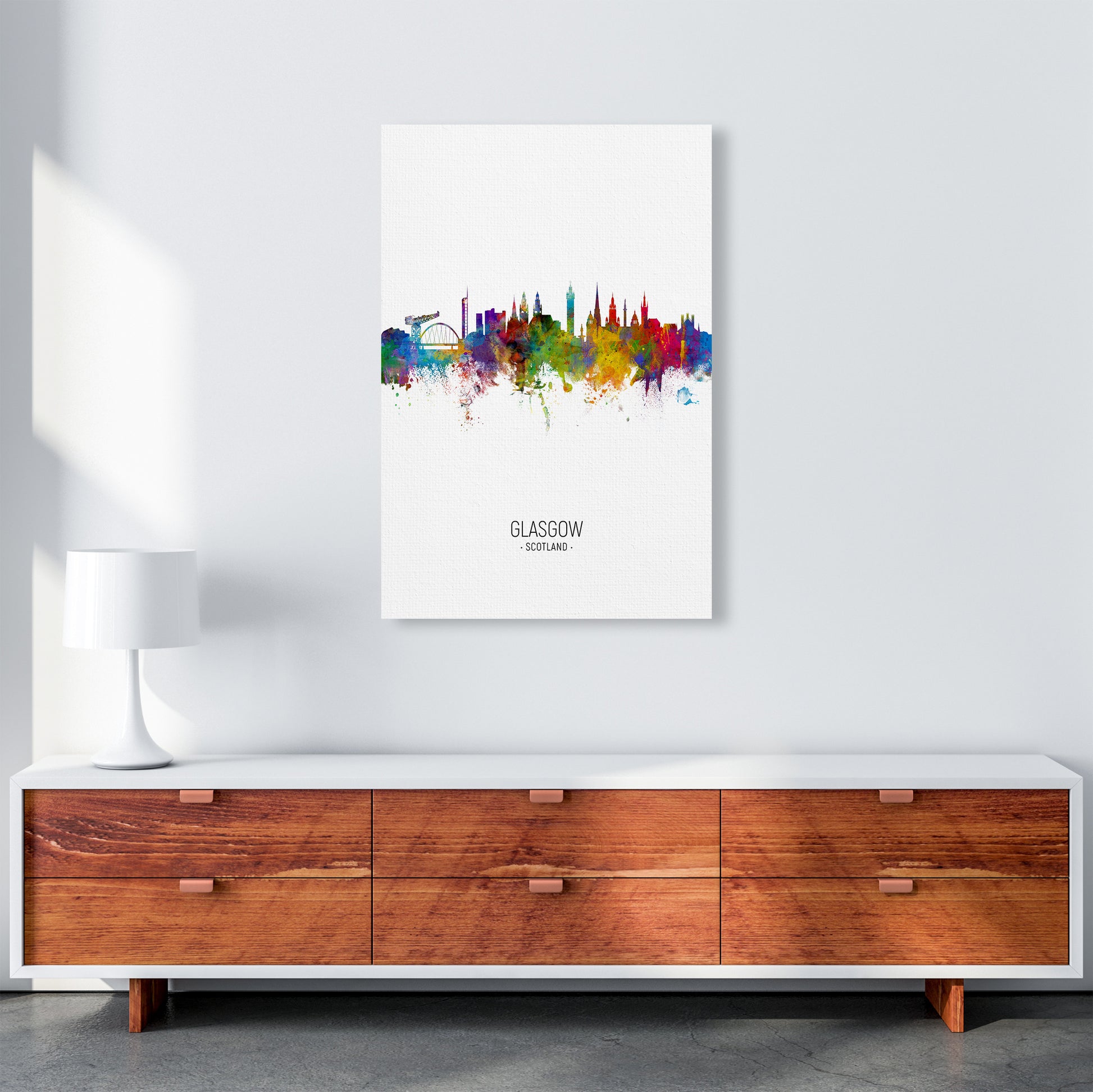Glasgow Scotland Skyline Portrait Art Print by Michael Tompsett A1 Canvas