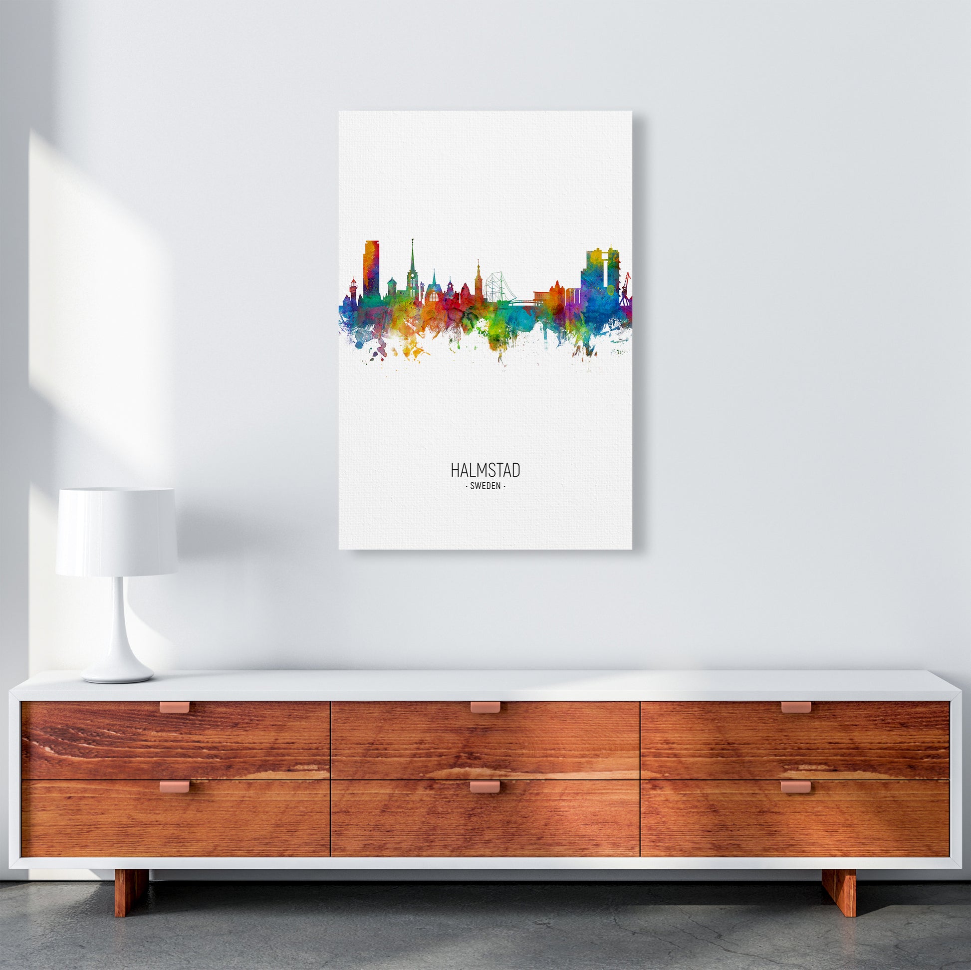 Halmstad Sweden Skyline Portrait Art Print by Michael Tompsett A1 Canvas