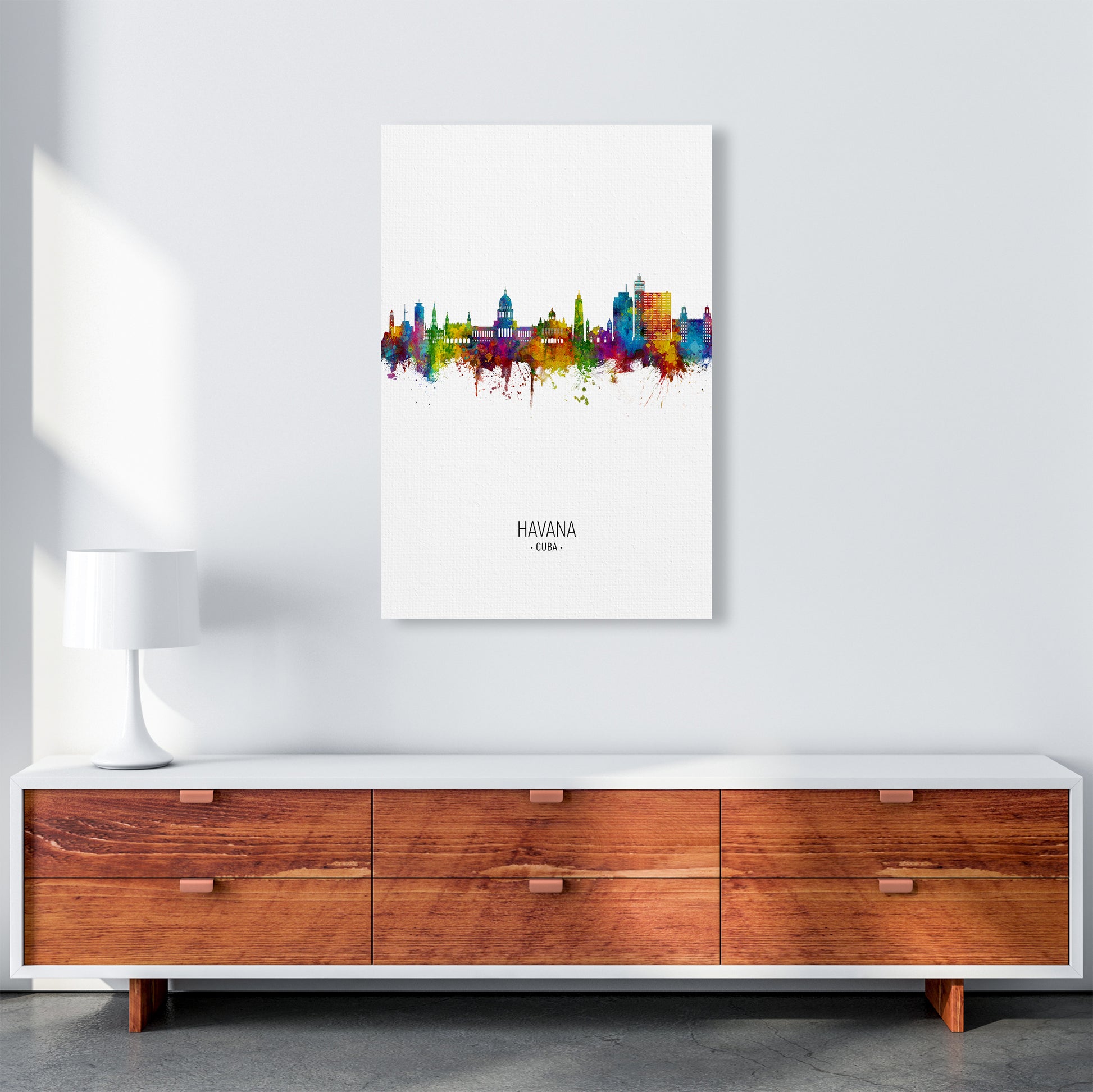 Havana Cuba Skyline Portrait Art Print by Michael Tompsett A1 Canvas
