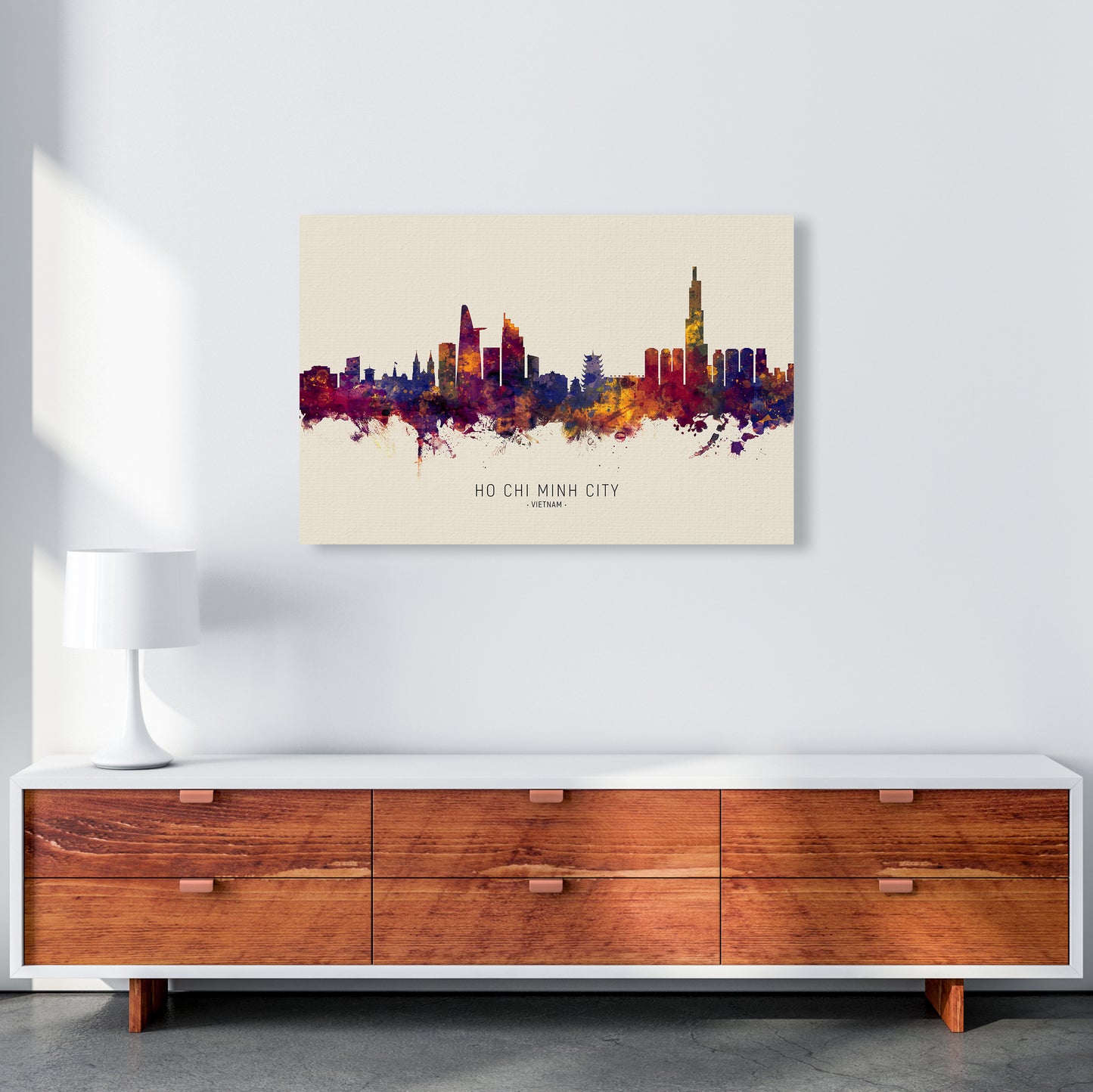 Ho Chi Minh City Vietnam Skyline Autumn City Name Art Print by Michael Tompsett A1 Canvas