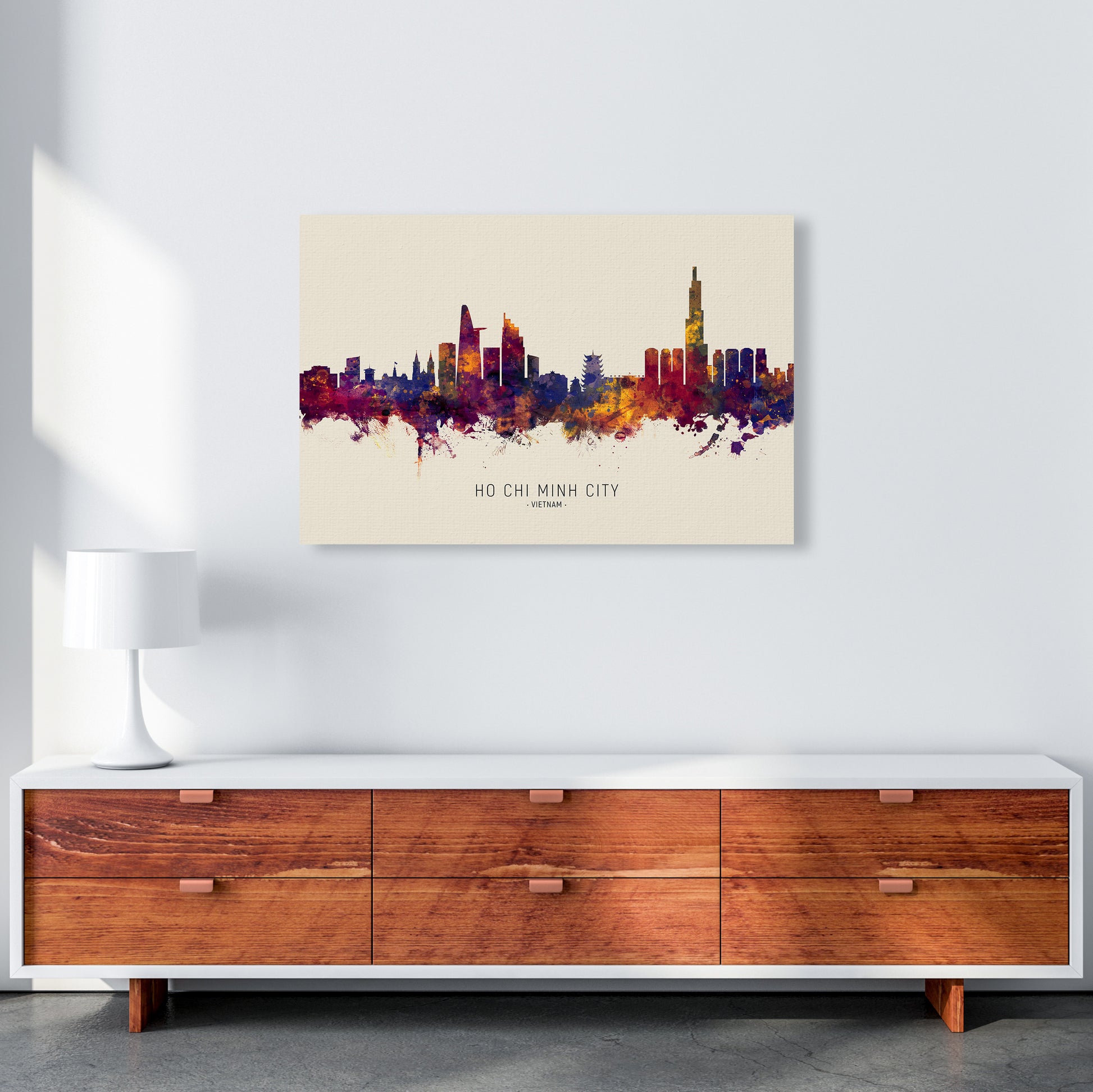 Ho Chi Minh City Vietnam Skyline Autumn City Name Art Print by Michael Tompsett A1 Canvas