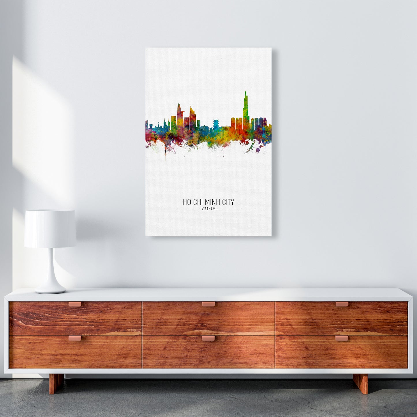 Ho Chi Minh City Vietnam Skyline Portrait Art Print by Michael Tompsett A1 Canvas