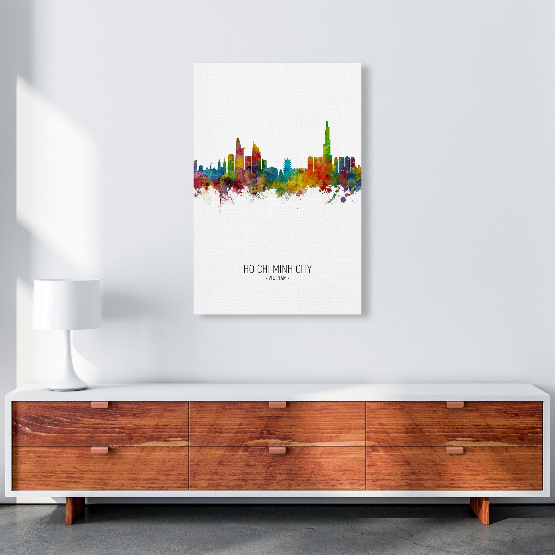 Ho Chi Minh City Vietnam Skyline Portrait Art Print by Michael Tompsett A1 Canvas